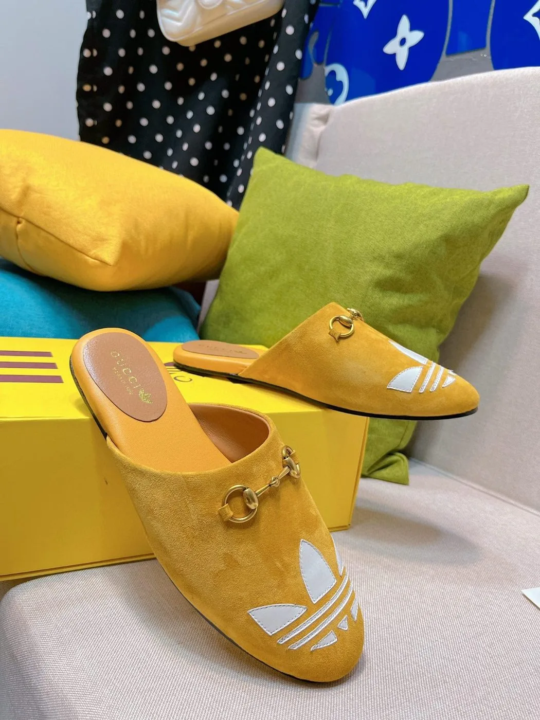 Alternative view of Gucci x Adidas Women’s GG Trefoil Slipper Yellow