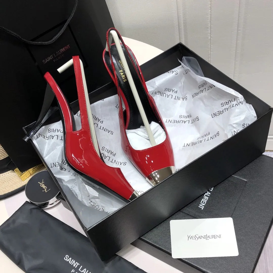 Saint Laurent Blade Slingback Pumps Red YSL - Image 3