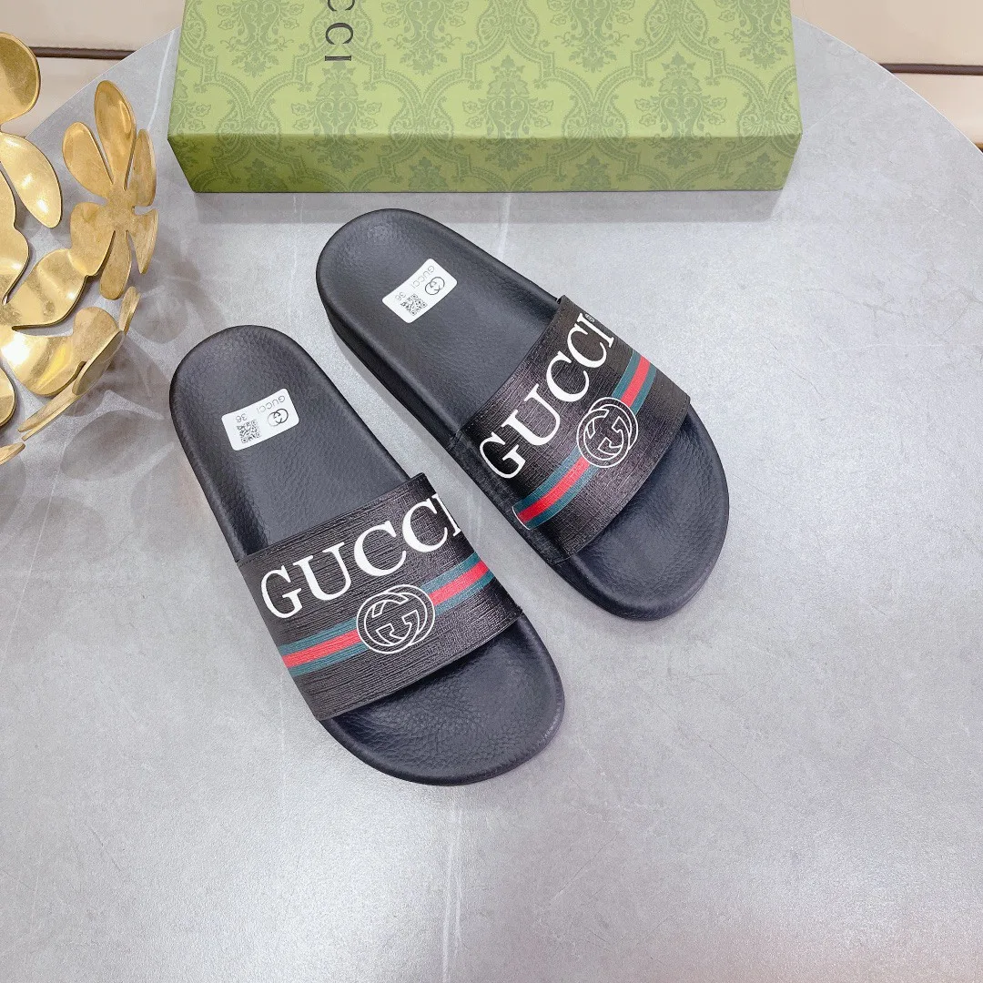 Gucci Women’s Logo Rubber Slide With Web Black - Image 8