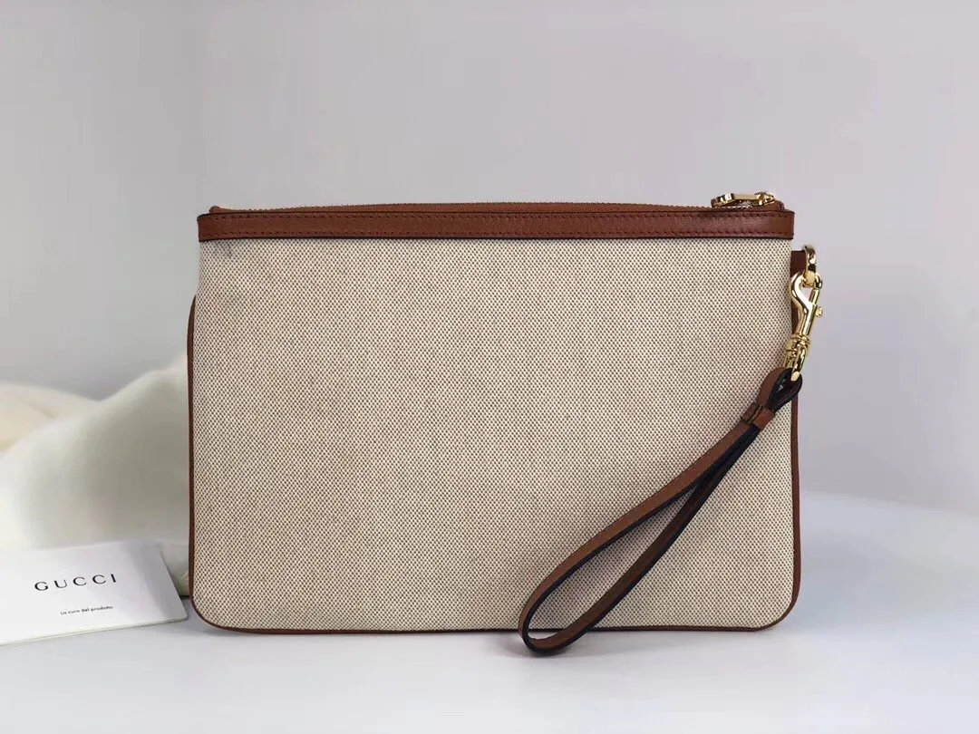 Gucci Vintage Canvas Pouch Beige Green Red Stripe , Mens Pouch / - Image 7