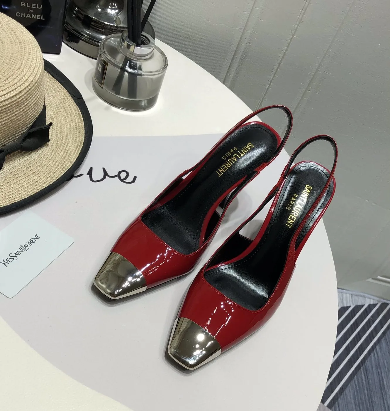 Alternative view of Saint Laurent Blade Slingback Pumps Red YSL