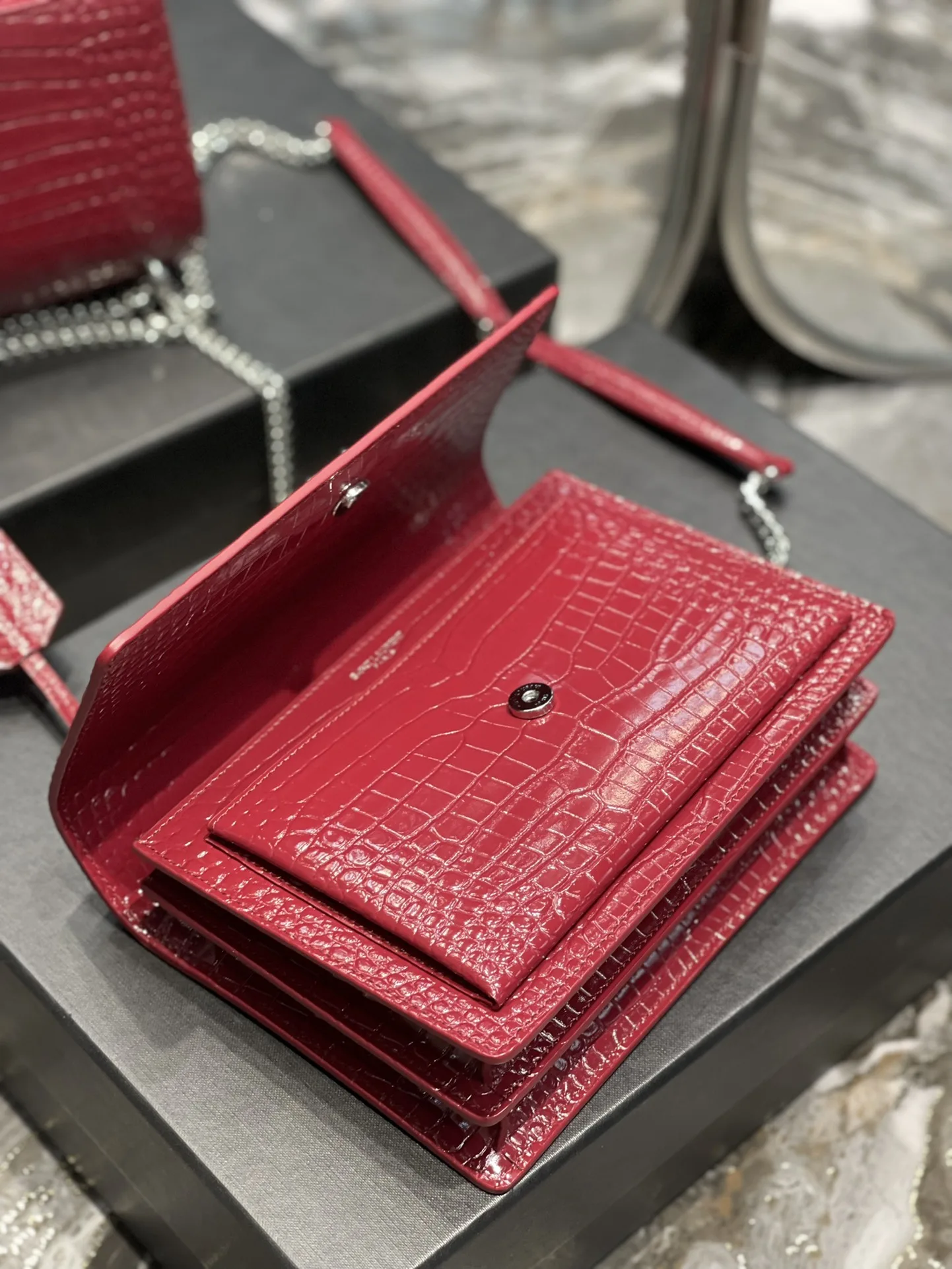 Saint Laurent Sunset Medium Chain Bag Red / YSL - Image 8