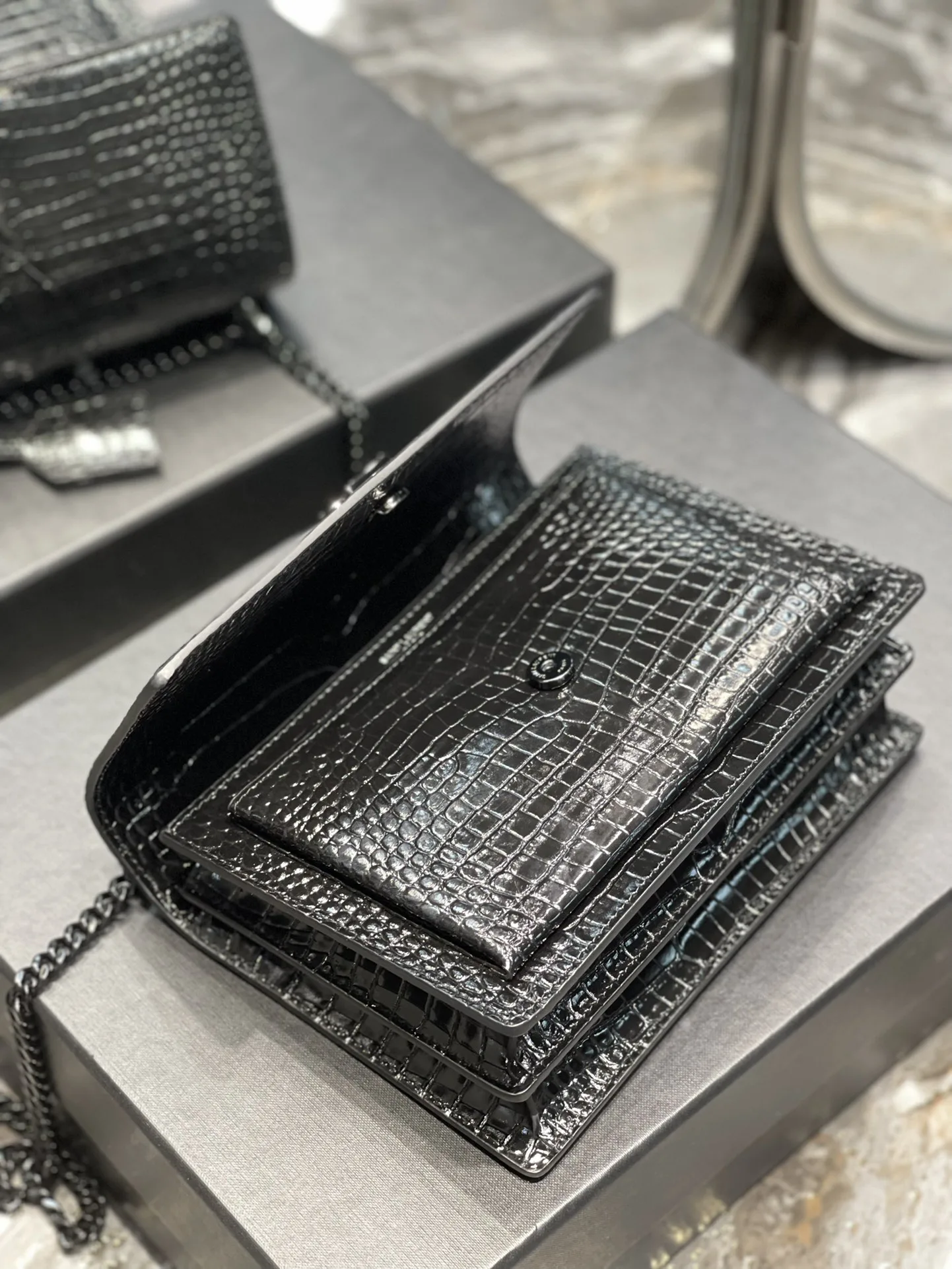 Saint Laurent Sunset Medium Chain Bag Black / YSL - Image 8