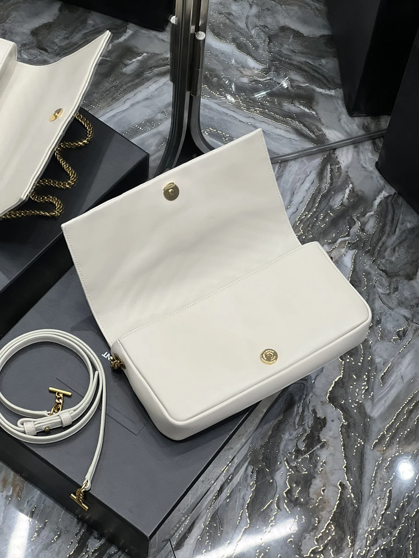 Saint Laurent Kata 99 Chain Bag White With Gold Hardware / YSL - Image 8