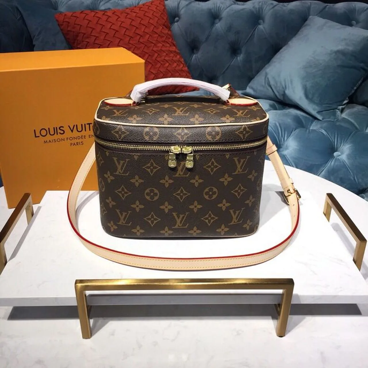 Louis Vuitton Nice BB Vanity Case / Brown Monogram Gold Hardware - Image 3