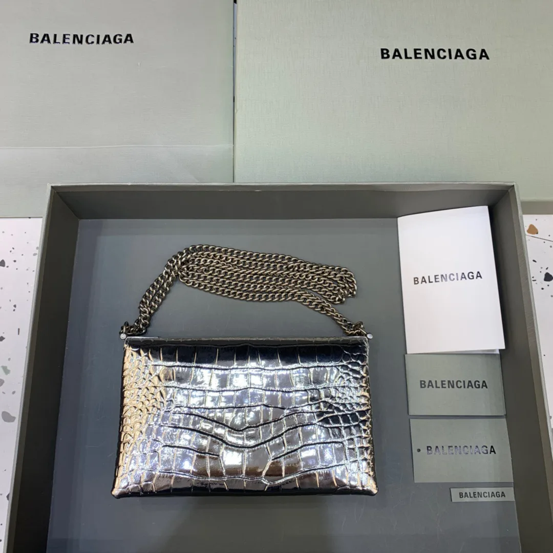 Balenciaga Triplet Small Bag Crocodile Embossed Silver - Image 4