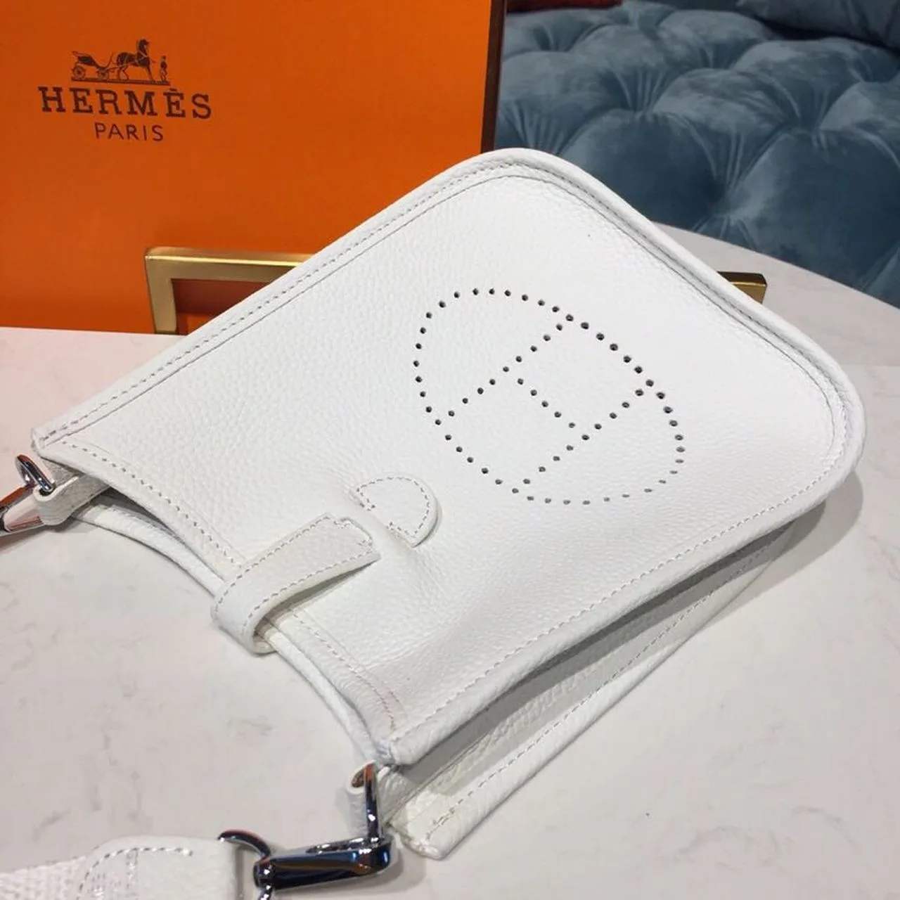 Hermes Evelyne II TPM Bag White Silver Toned Hardware / - Image 8