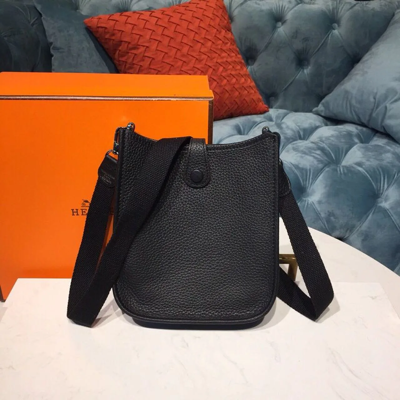 Hermes Evelyne II TPM Bag Black Silver Toned Hardware / - Image 4