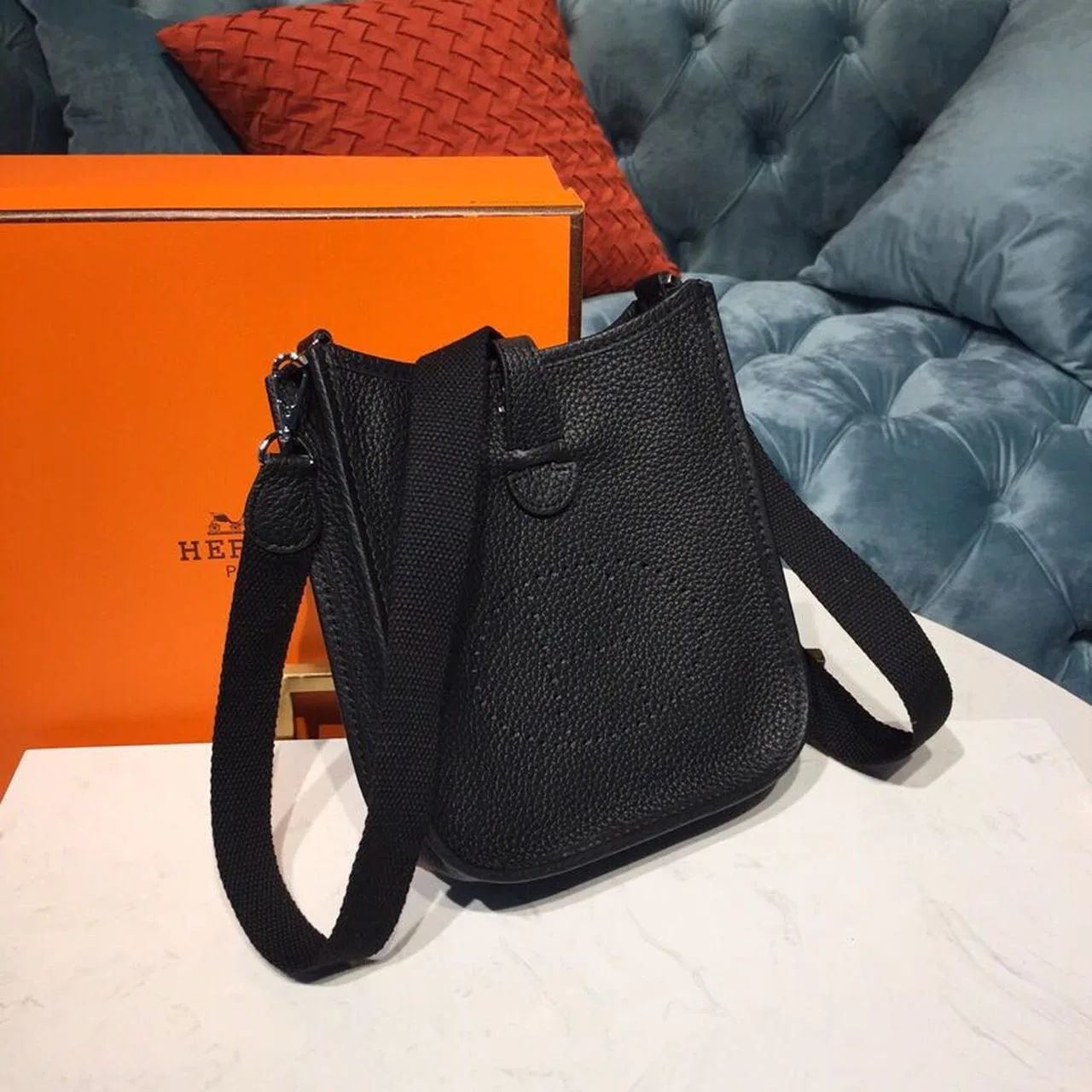 Hermes Evelyne II TPM Bag Black Silver Toned Hardware / - Image 3