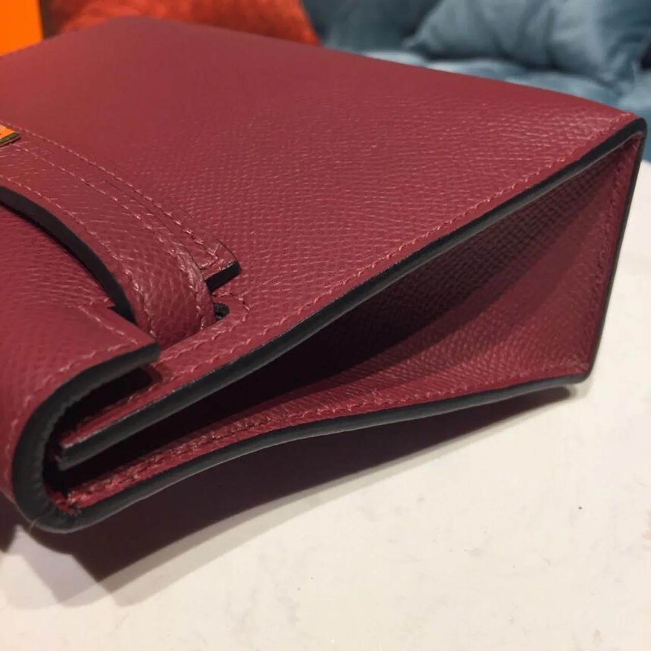 Hermes Mini Kelly Burgundy Gold Toned Hardware / - Image 6