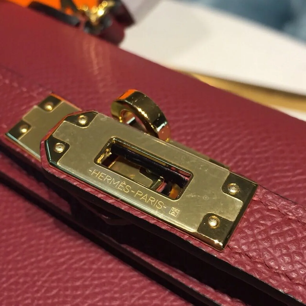 Hermes Mini Kelly Burgundy Gold Toned Hardware / - Image 9