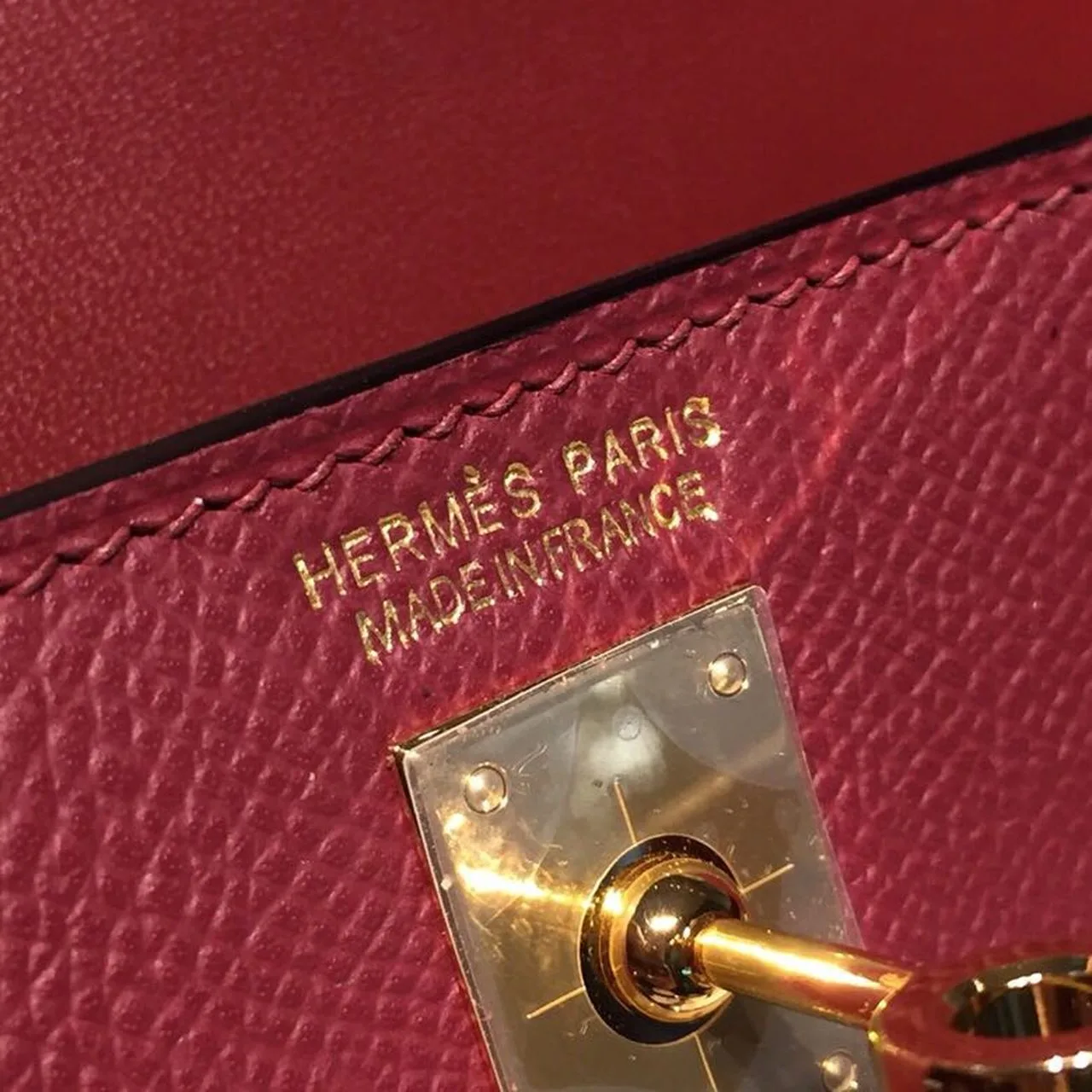 Hermes Mini Kelly Burgundy Gold Toned Hardware / - Image 8