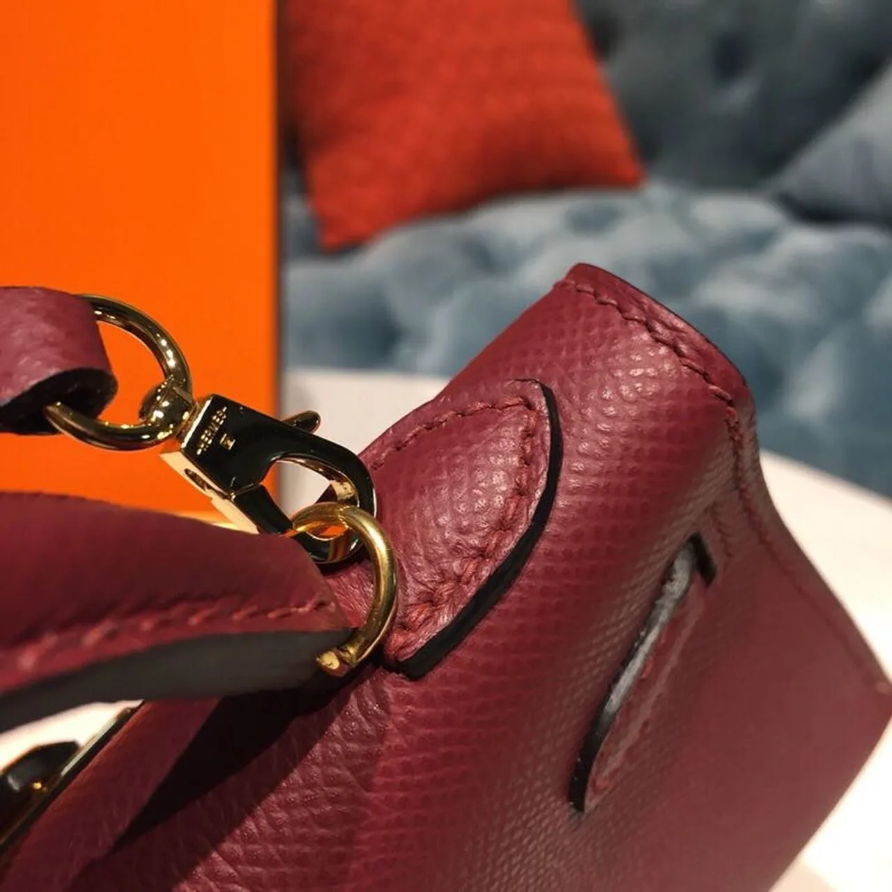 Hermes Mini Kelly Burgundy Gold Toned Hardware / - Image 15