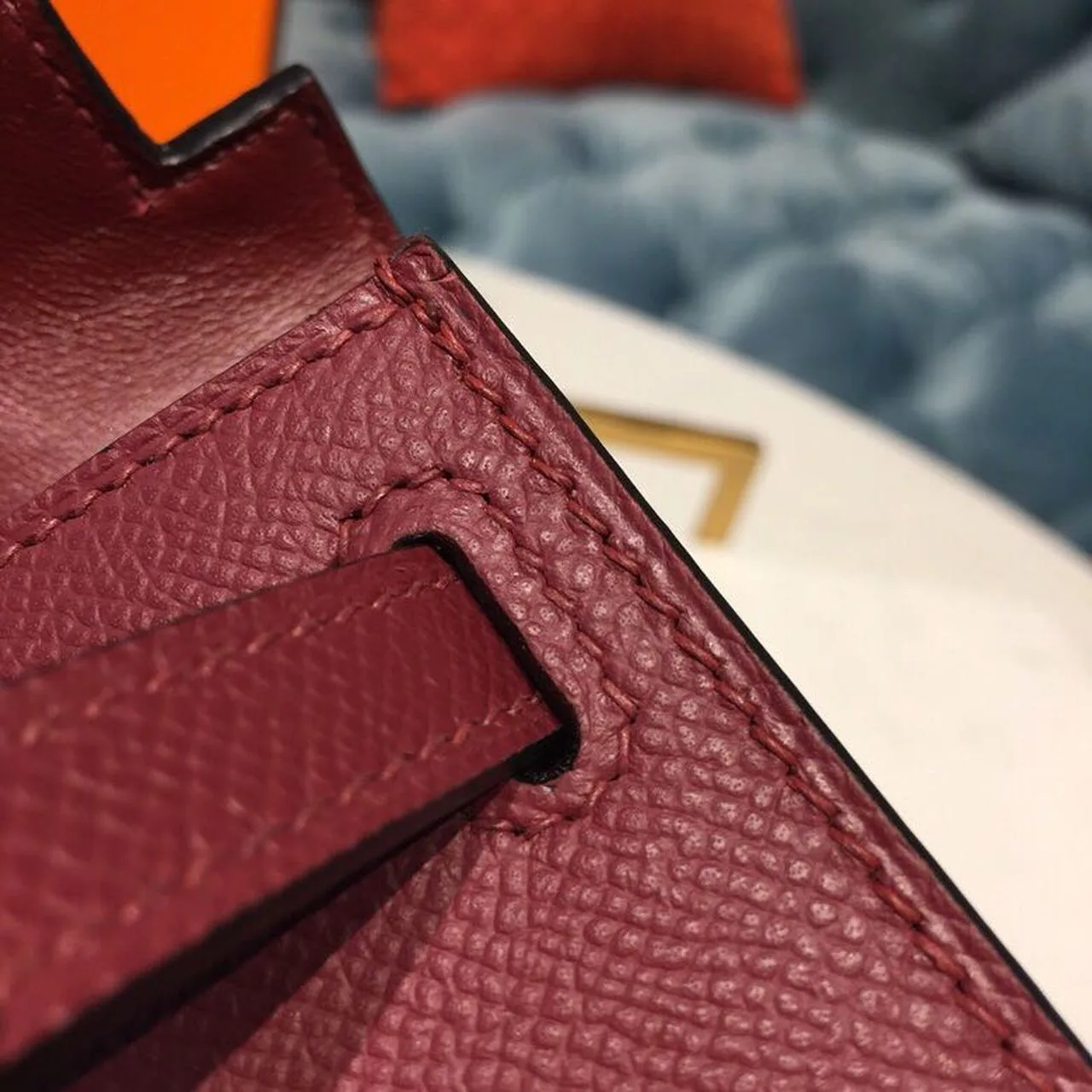 Hermes Mini Kelly Burgundy Gold Toned Hardware / - Image 13