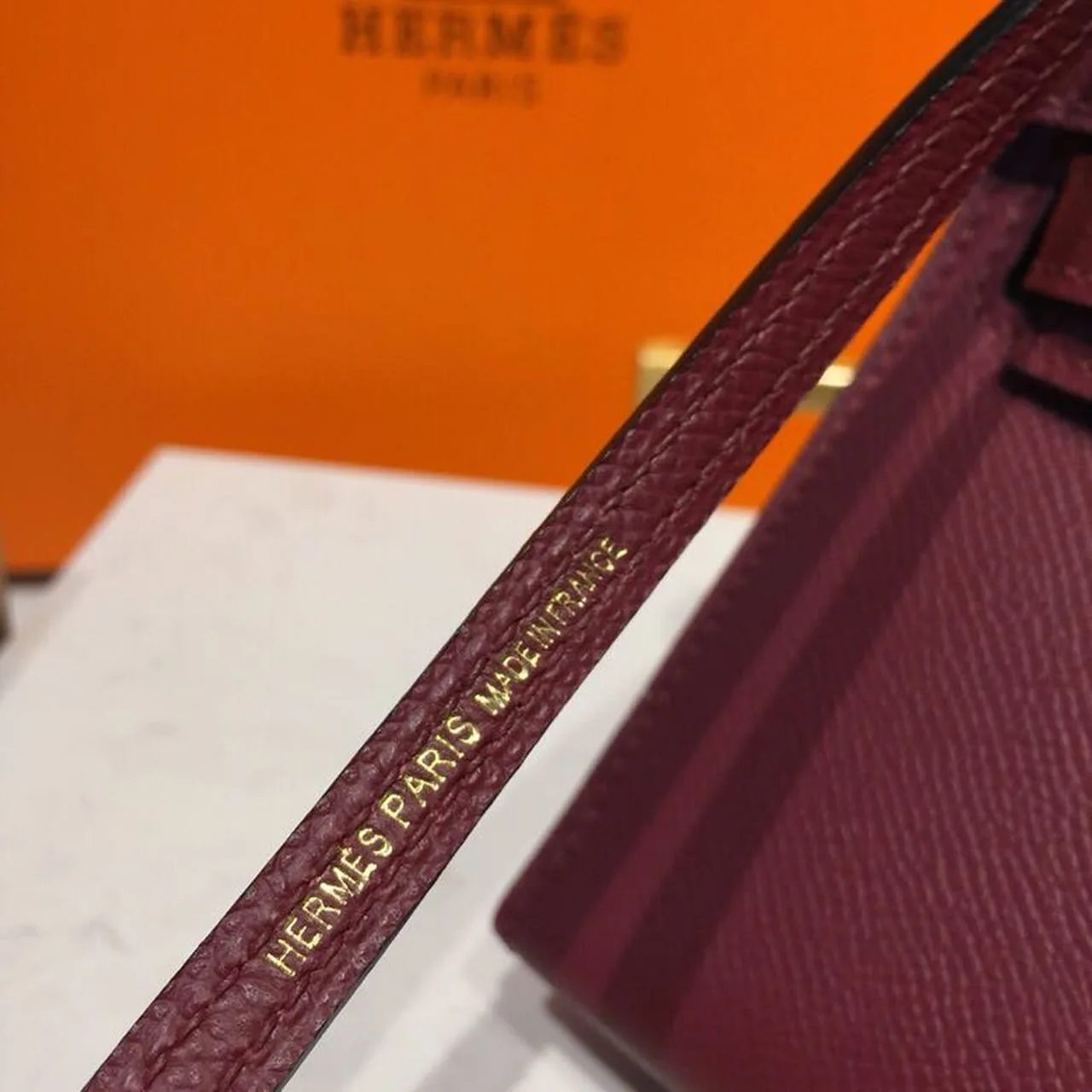 Hermes Mini Kelly Burgundy Gold Toned Hardware / - Image 12