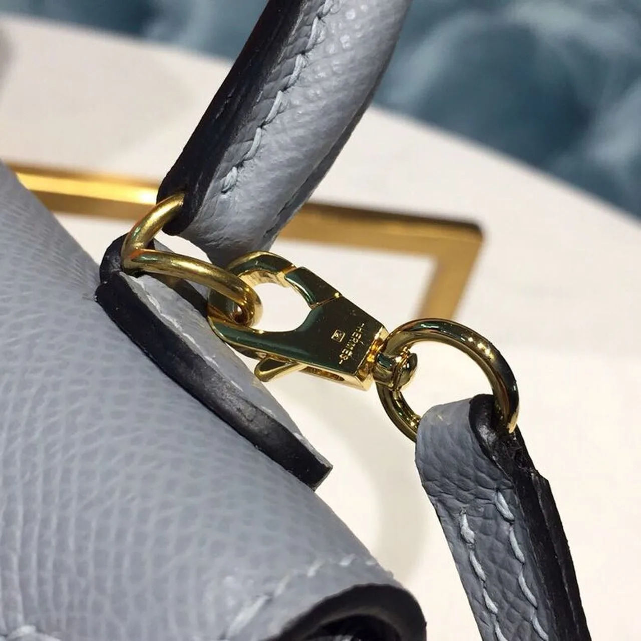 Hermes Kelly Mini Top Handle Bag / Bleu Glacier Gold Hardware - Image 11