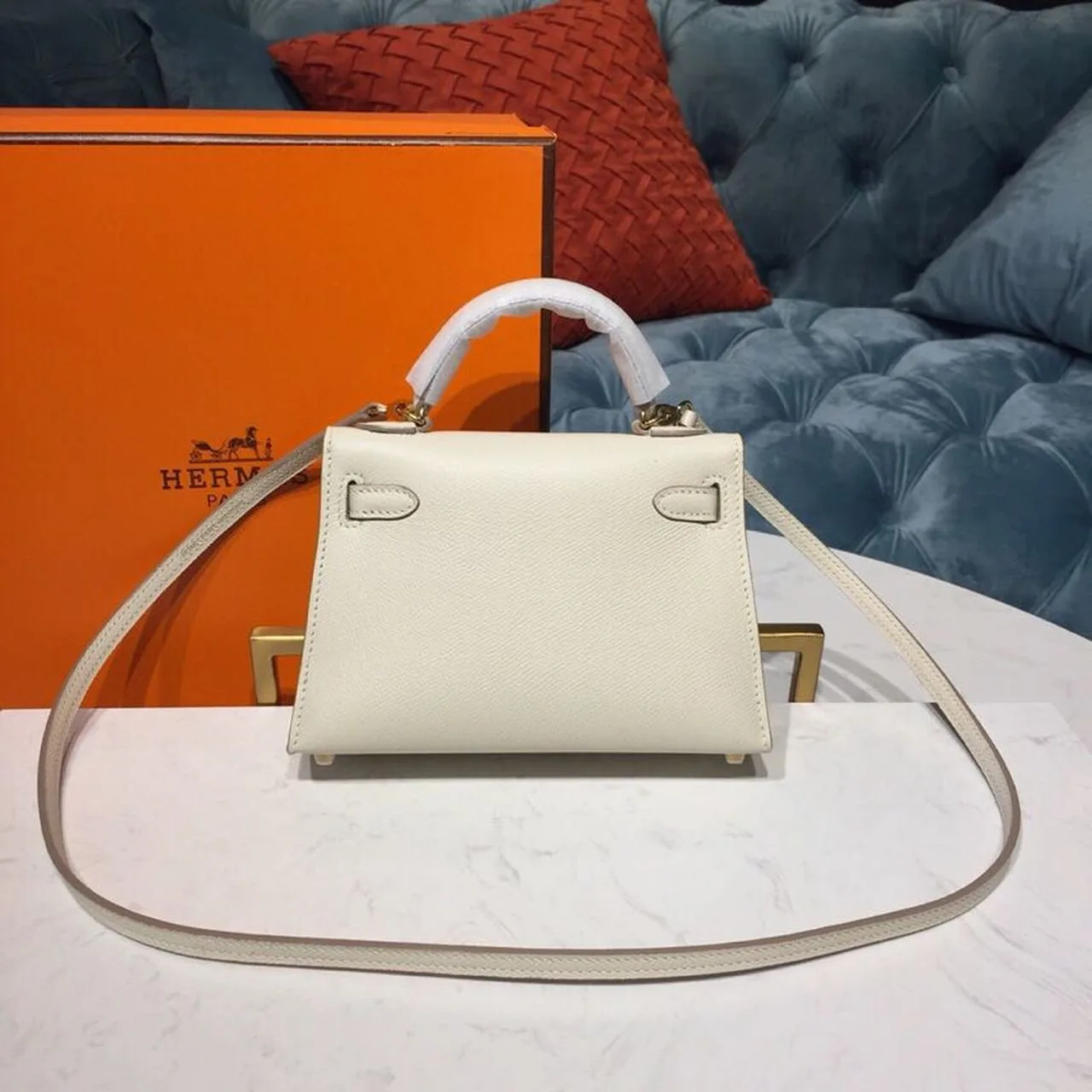 Hermes Mini Kelly White Gold Toned Hardware / - Image 3
