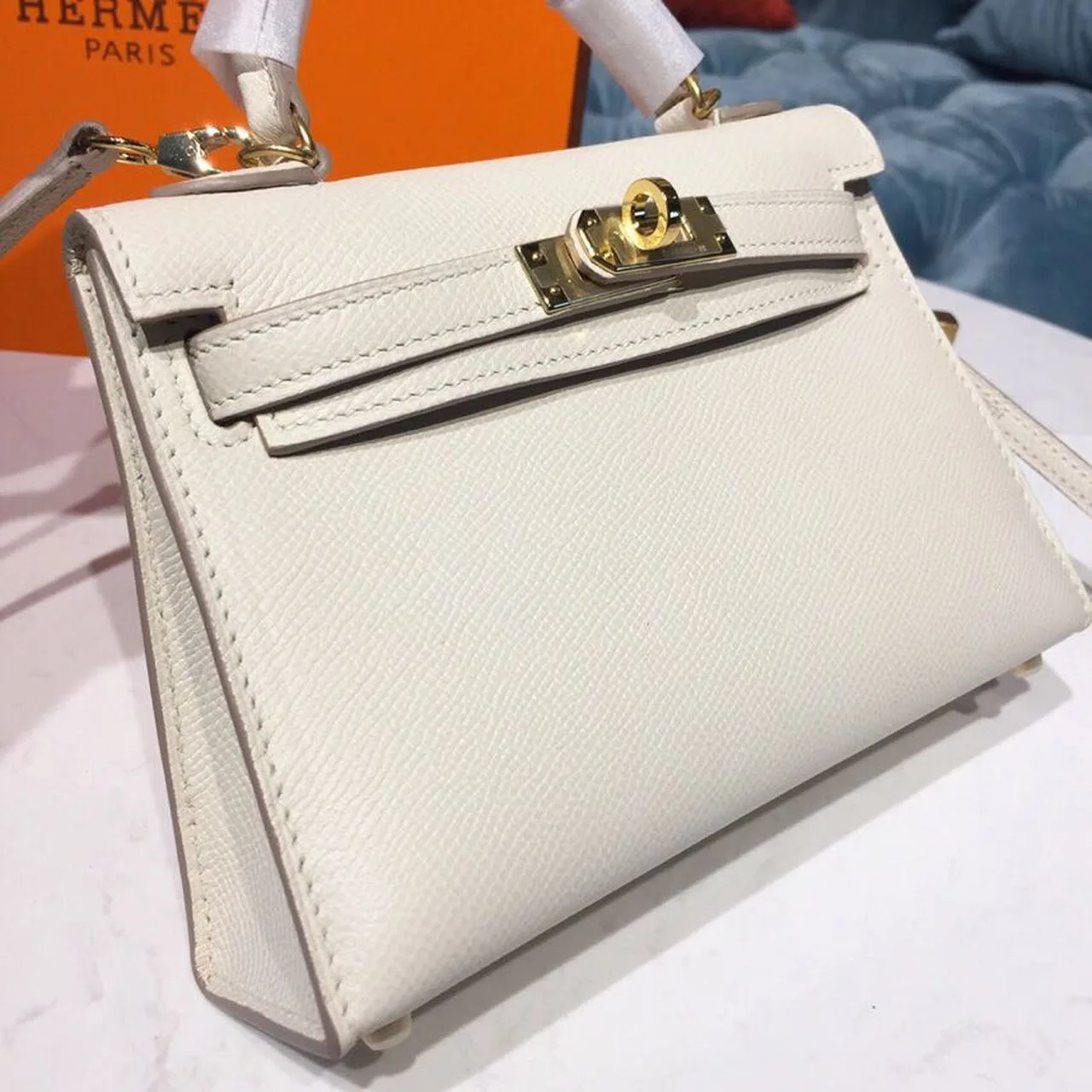 Hermes Mini Kelly White Gold Toned Hardware / - Image 5