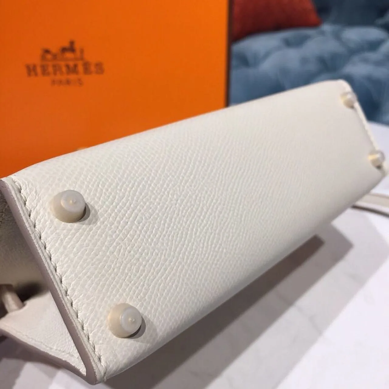Hermes Mini Kelly White Gold Toned Hardware / - Image 6