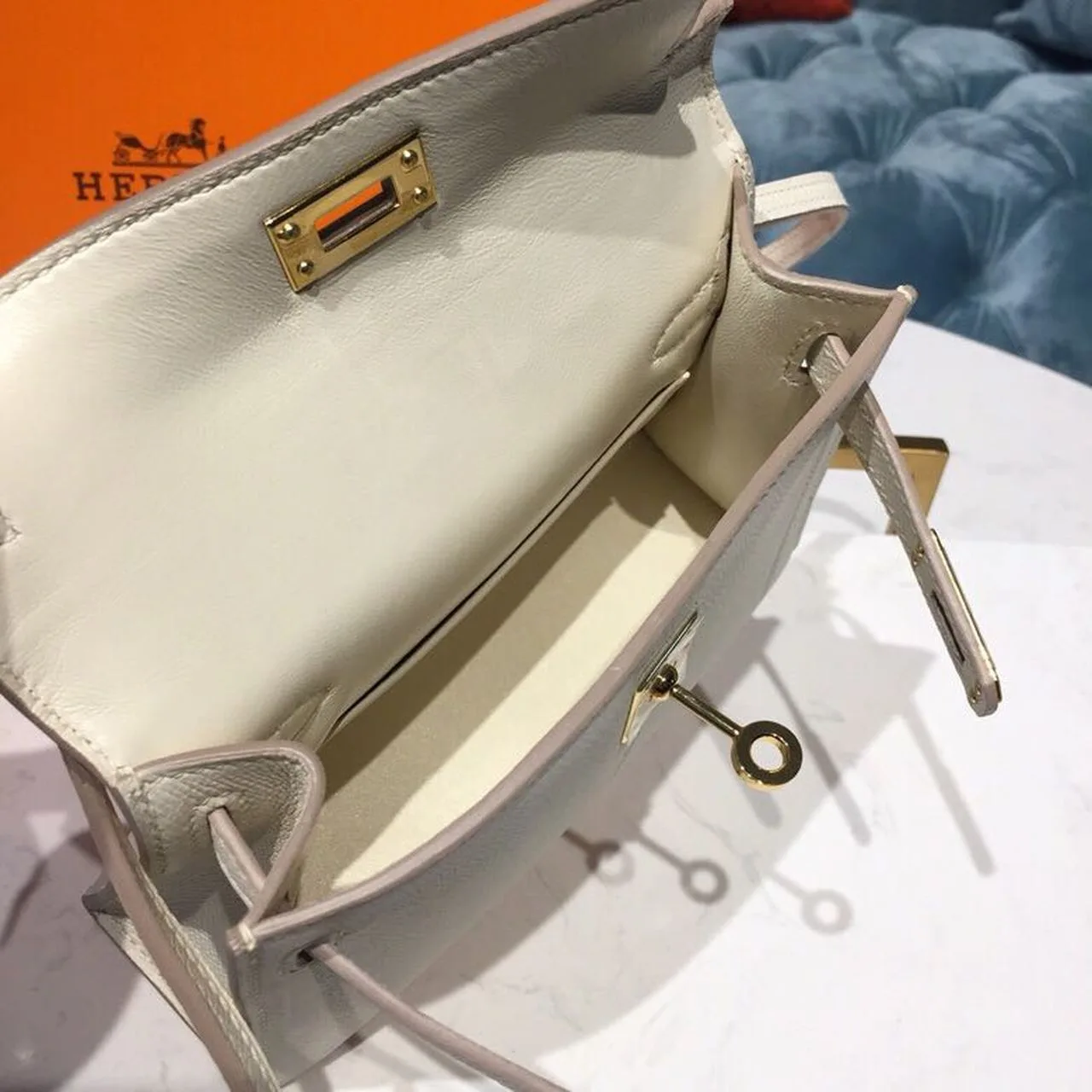 Hermes Mini Kelly White Gold Toned Hardware / - Image 13