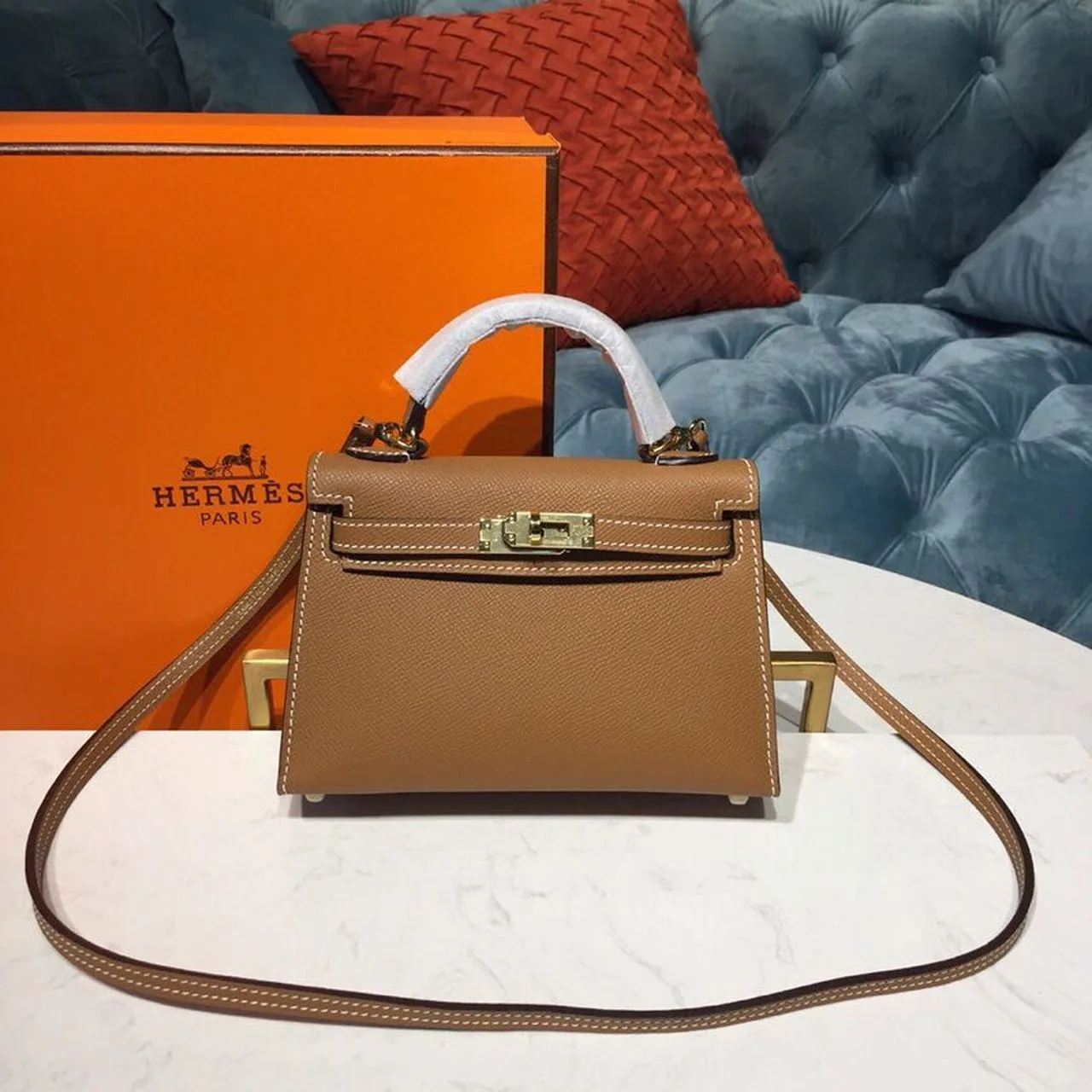 Alternative view of Hermes Mini Kelly Gold Gold Toned Hardware /