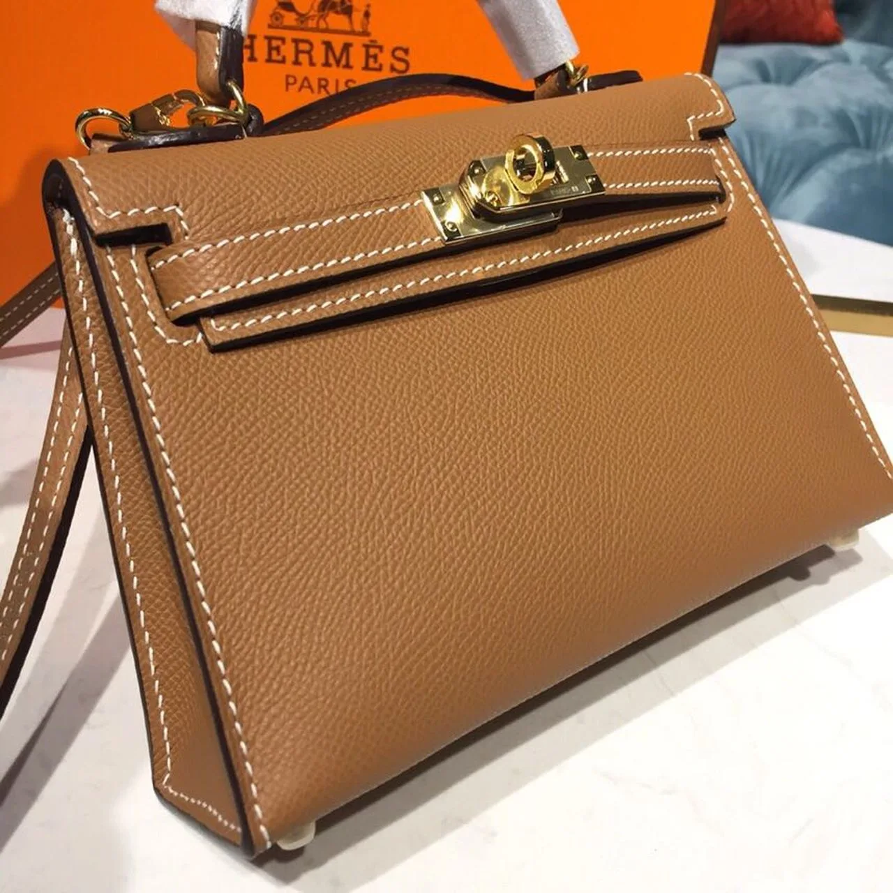 Hermes Mini Kelly Gold Gold Toned Hardware / - Image 4