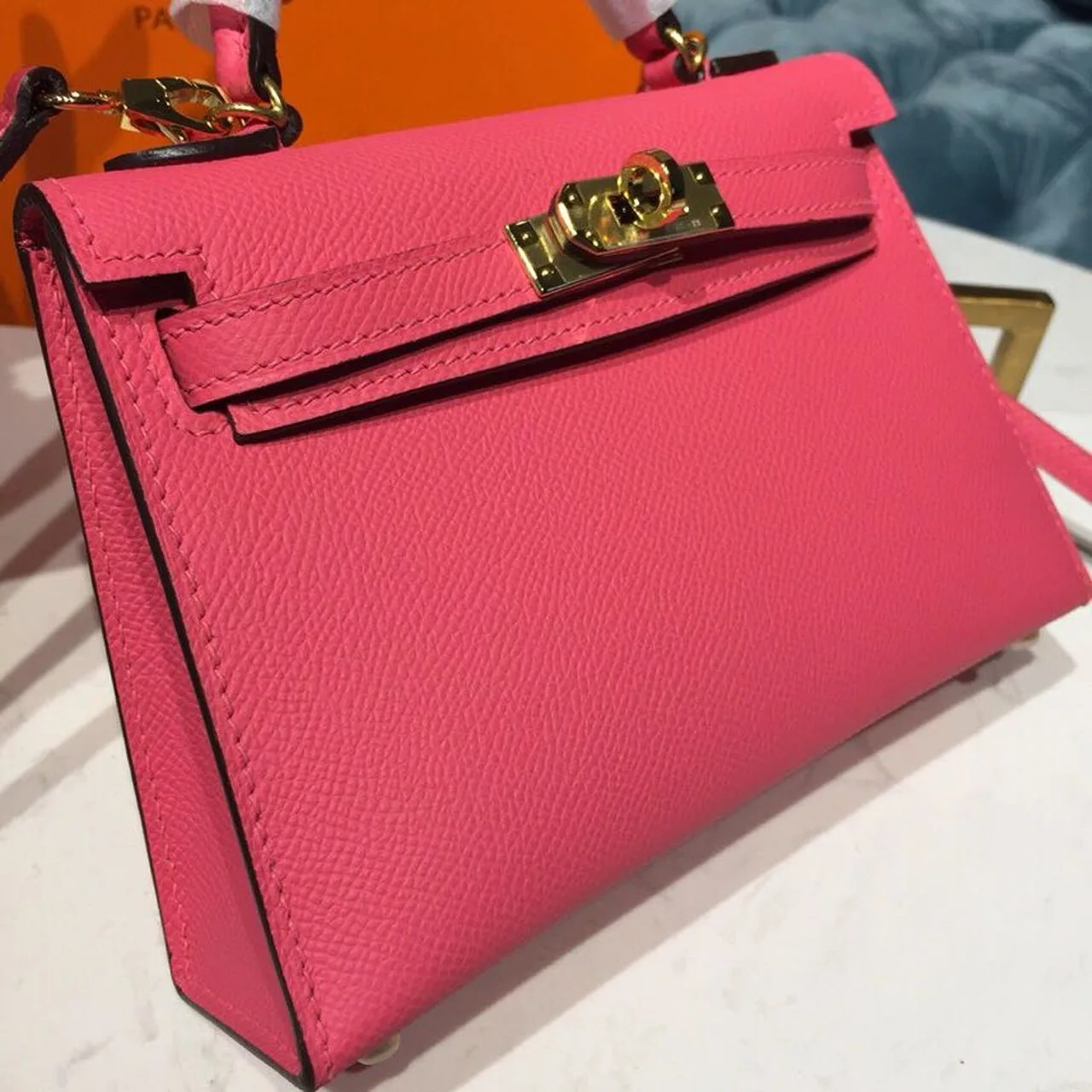Hermes Mini Kelly Rose Tyrien Gold Toned Hardware / - Image 3