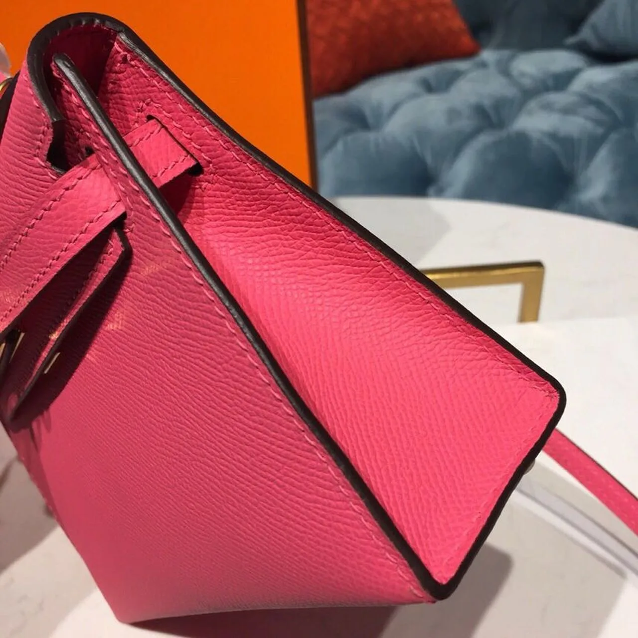 Hermes Mini Kelly Rose Tyrien Gold Toned Hardware / - Image 8