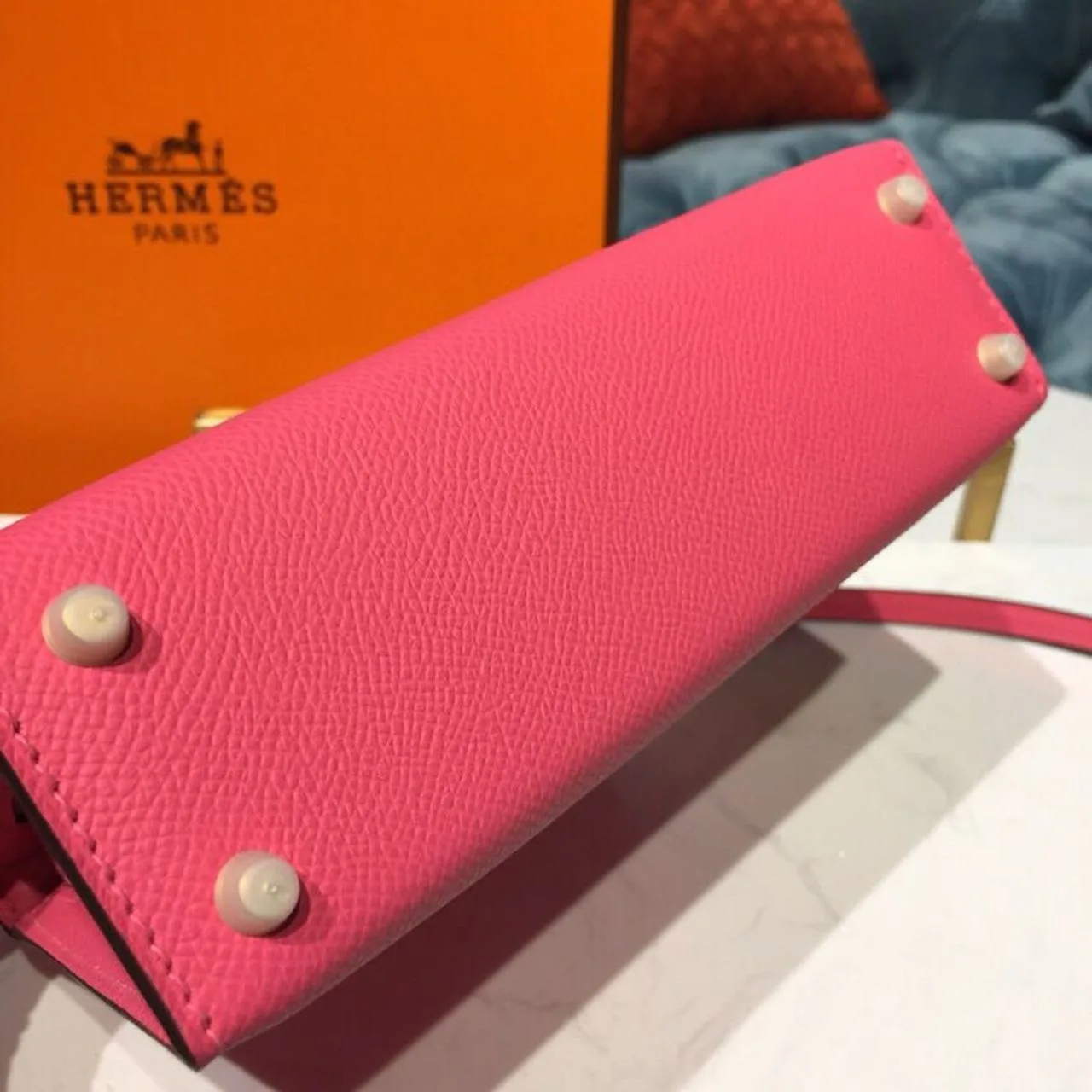 Hermes Mini Kelly Rose Tyrien Gold Toned Hardware / - Image 6