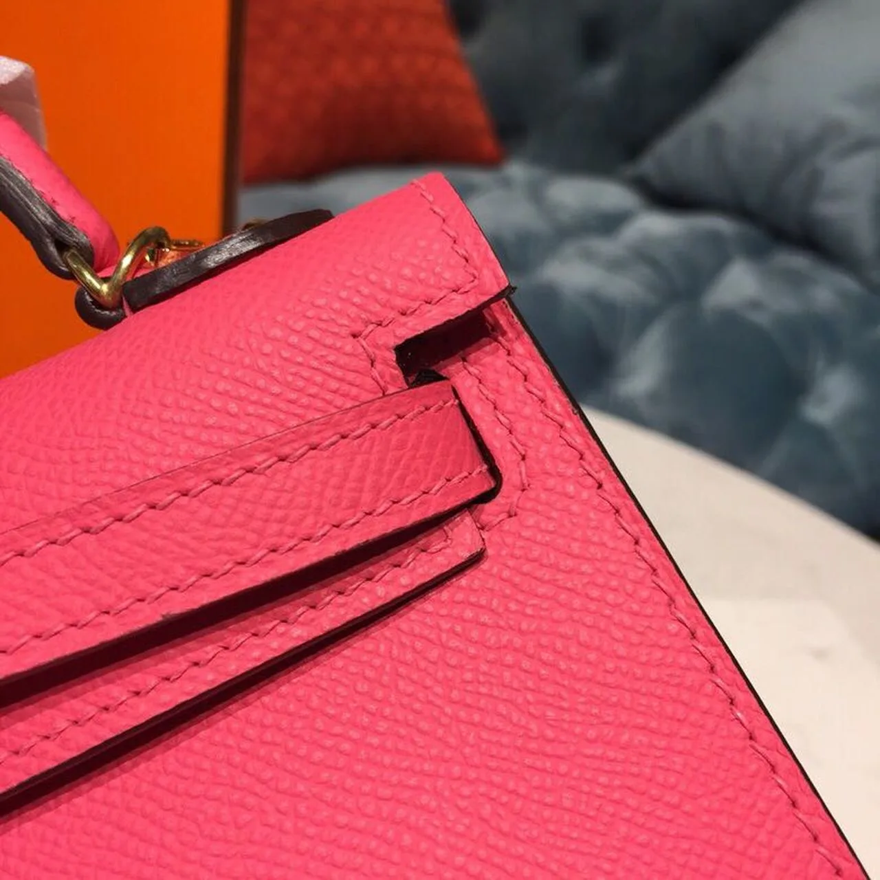 Hermes Mini Kelly Rose Tyrien Gold Toned Hardware / - Image 10