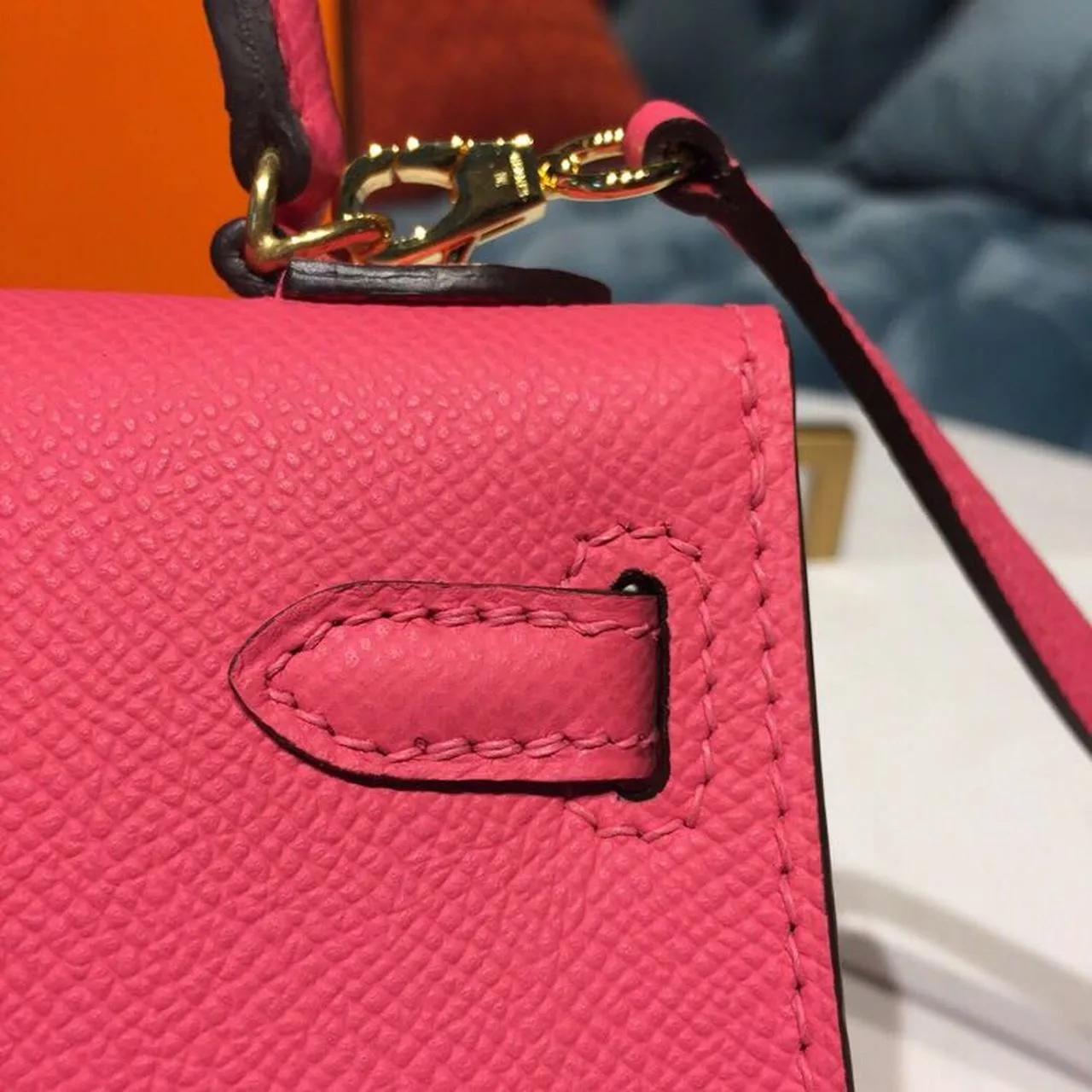 Hermes Mini Kelly Rose Tyrien Gold Toned Hardware / - Image 11