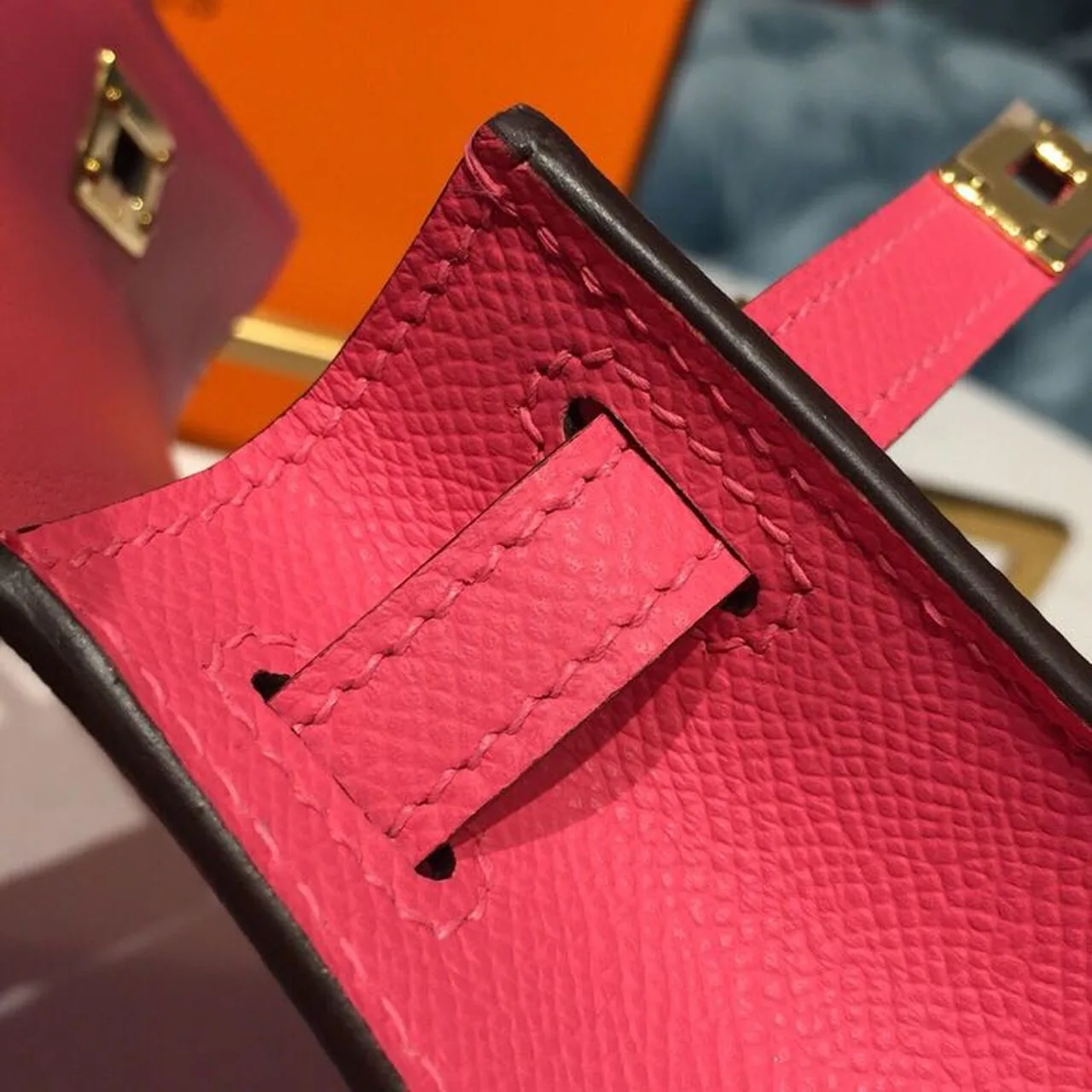 Hermes Mini Kelly Rose Tyrien Gold Toned Hardware / - Image 12