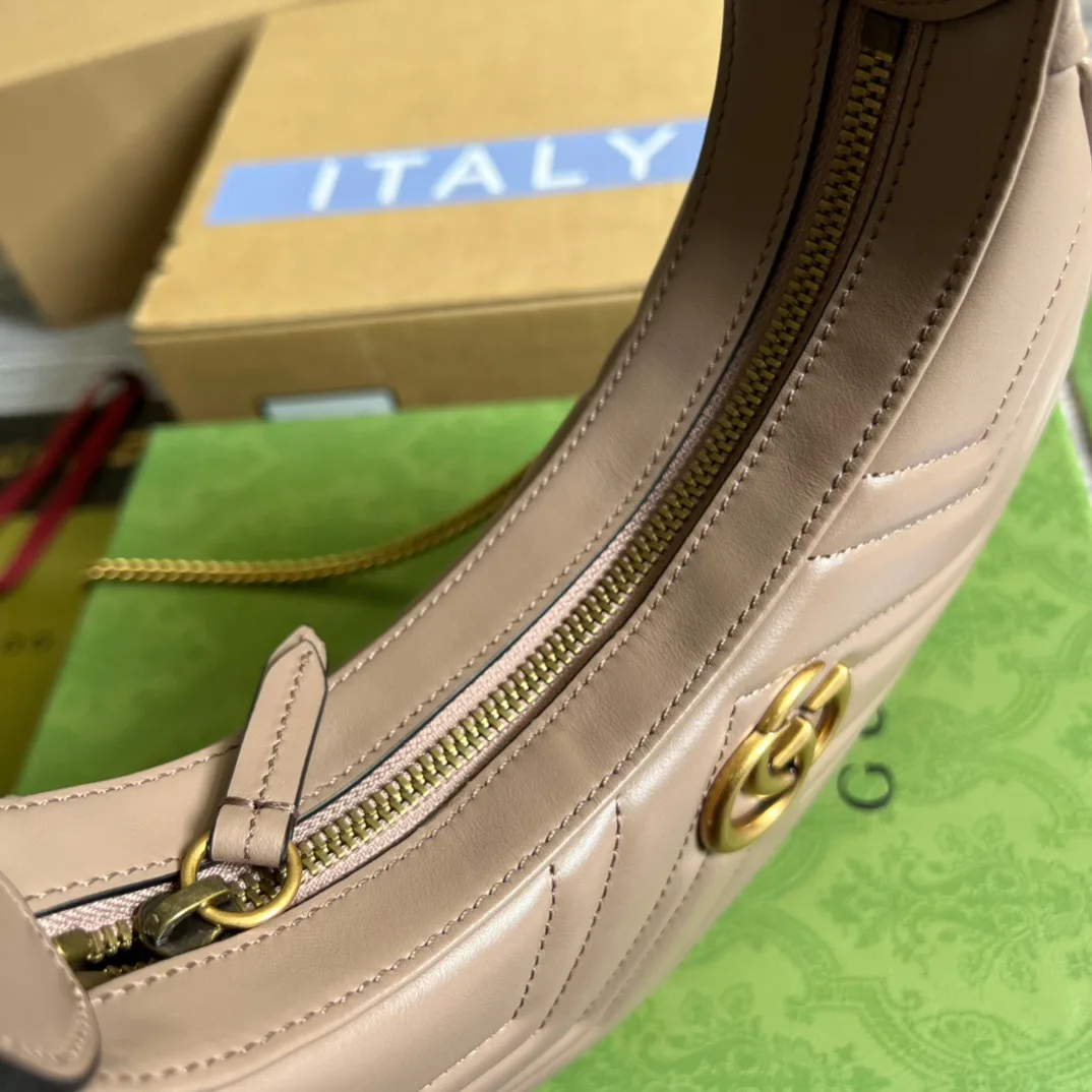 Gucci Marmont Half Moon Shaped Mini Bag Beige - Image 2