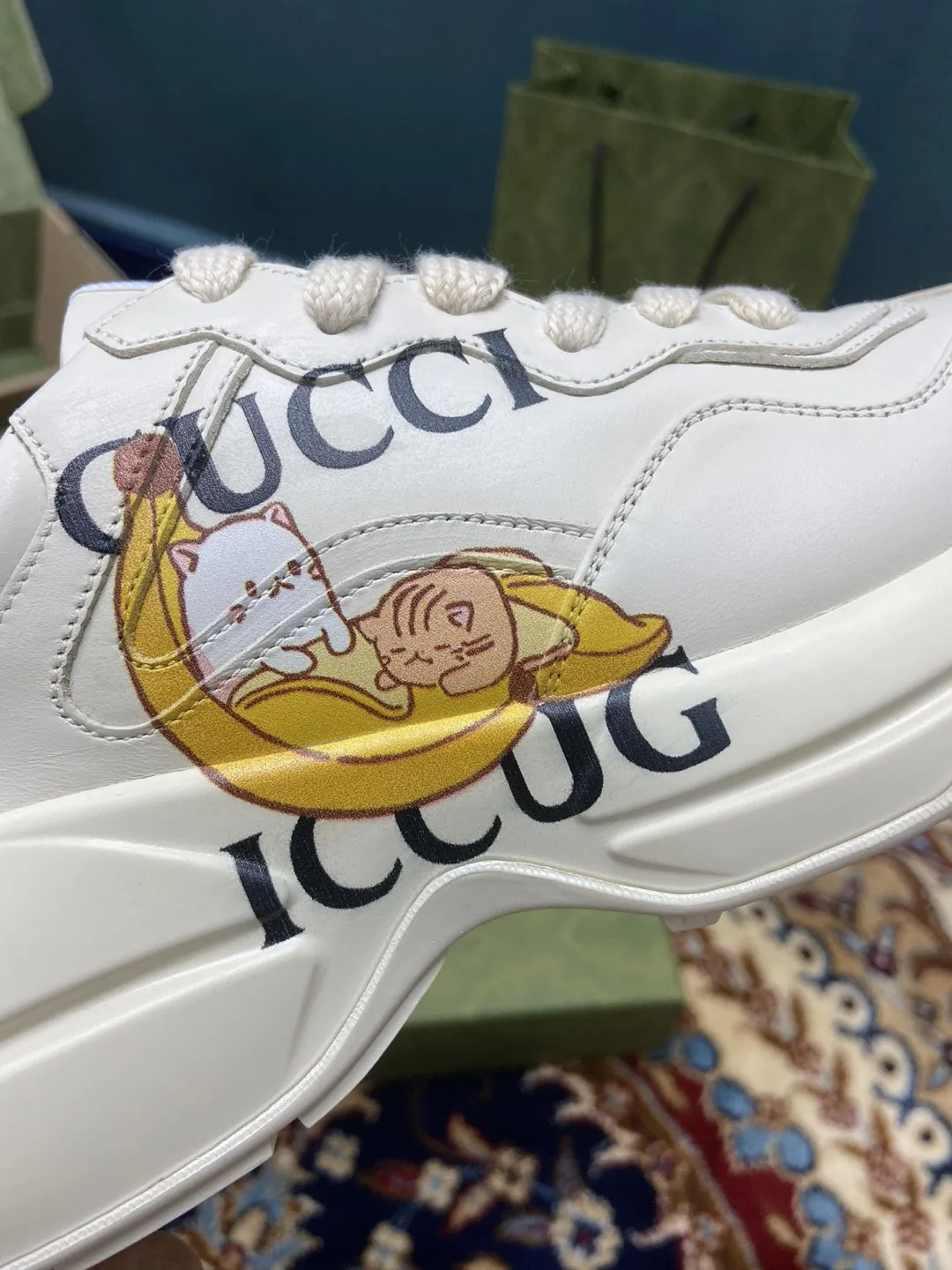 Gucci Rhyton Sneakers With Bananya White Ivory -2SH00-9522a - Image 5