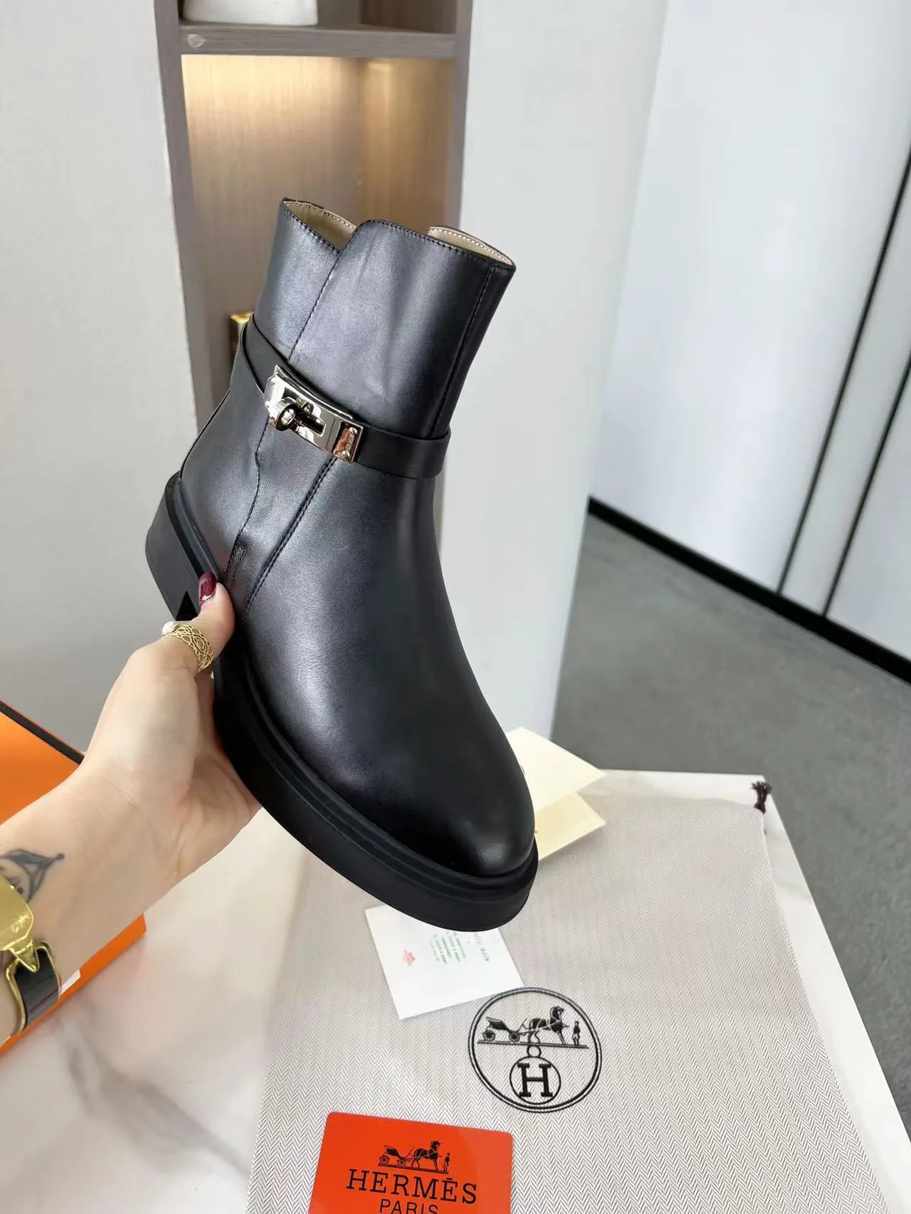 Hermes Veo Ankle Boots Black , Shoes - Image 4
