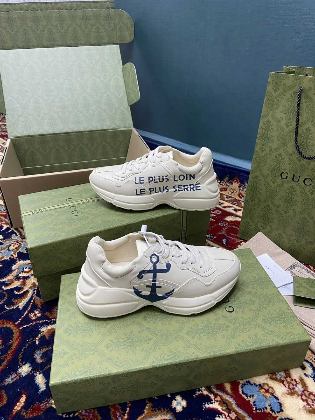 Gucci Men’s Rhyton Sneaker With Anchor White Ivory - Image 6