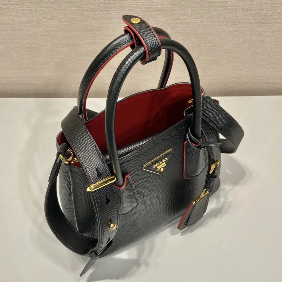 Prada Double Saffiano Mini Bag Black - Image 7