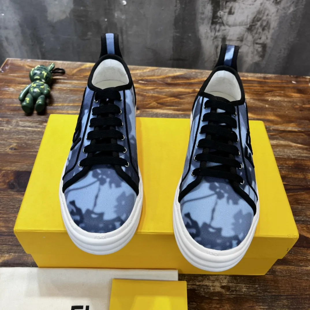 Fendi Domino Fabric Sneakers Blue - Image 6