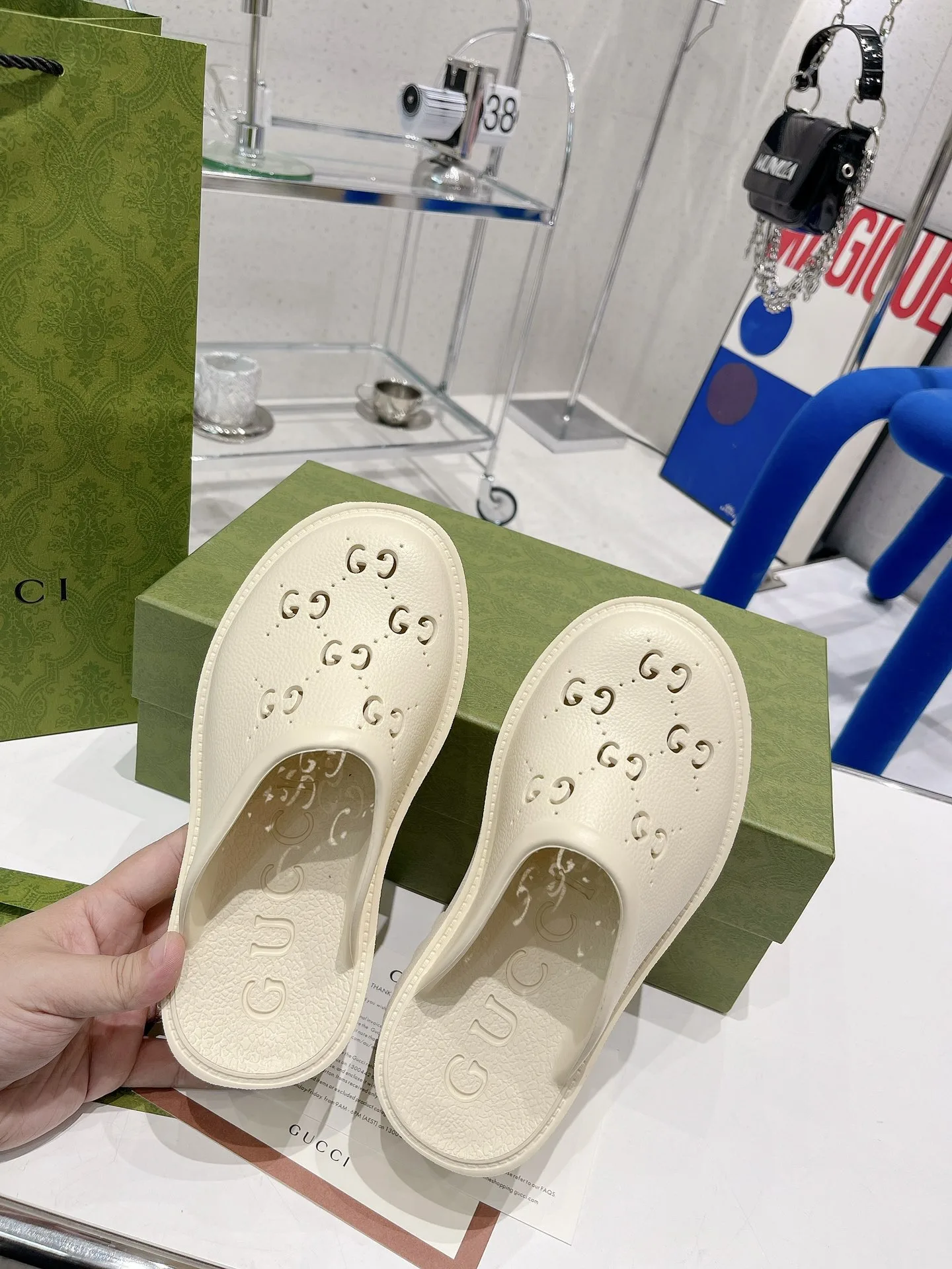 Gucci Women’s Platform Perforated G Sandal Yellow - Image 3