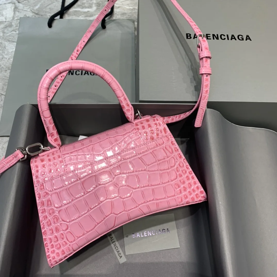 Balenciaga Hourglass Small Handbag In Dark Pink - Image 4
