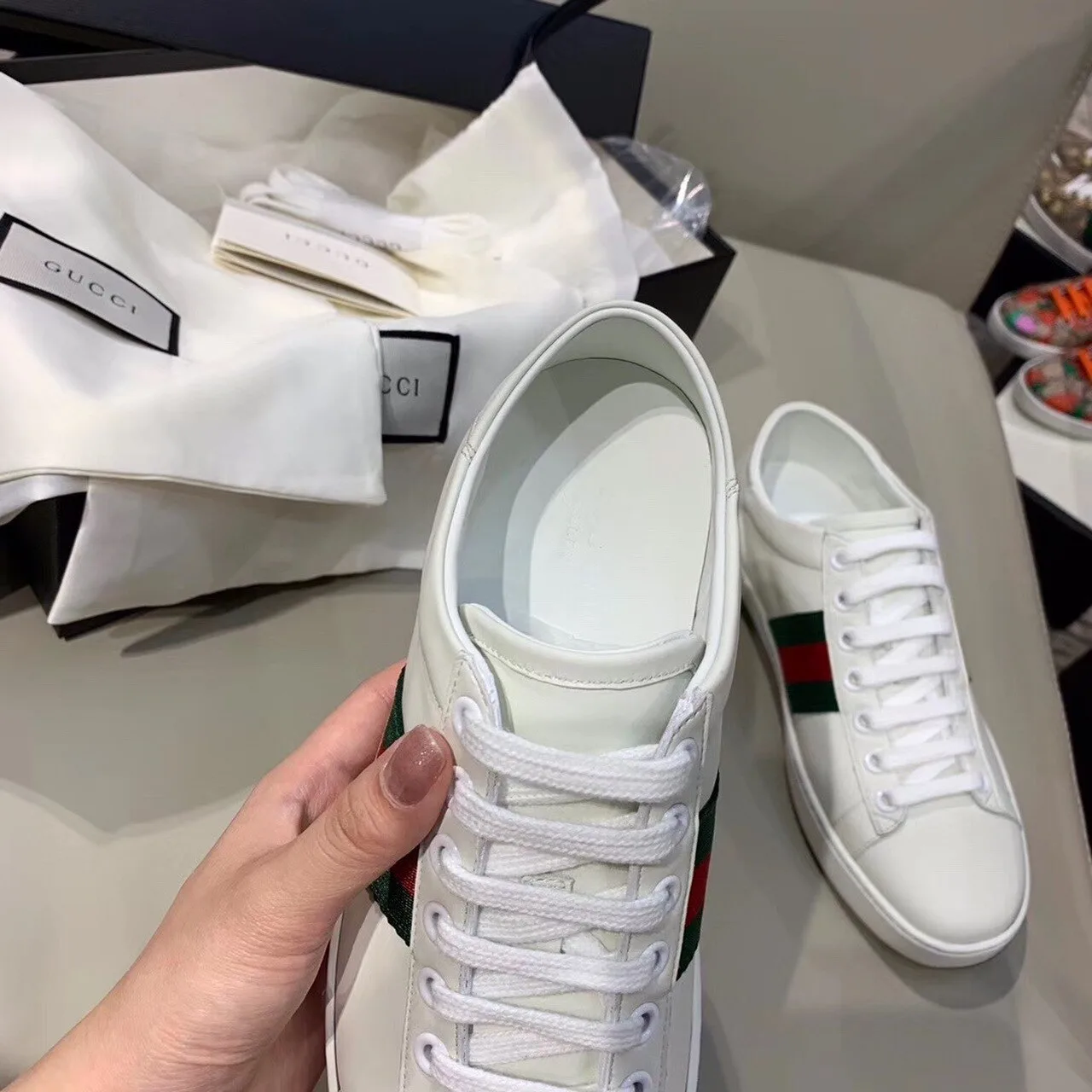Gucci Women’s Ace Sneaker With Bee White GG - Image 3