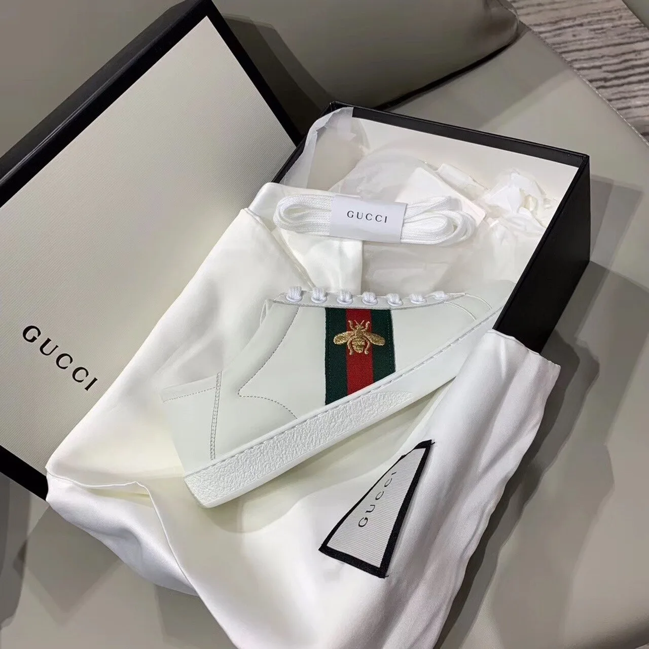 Gucci Women’s Ace Sneaker With Bee White GG - Image 10