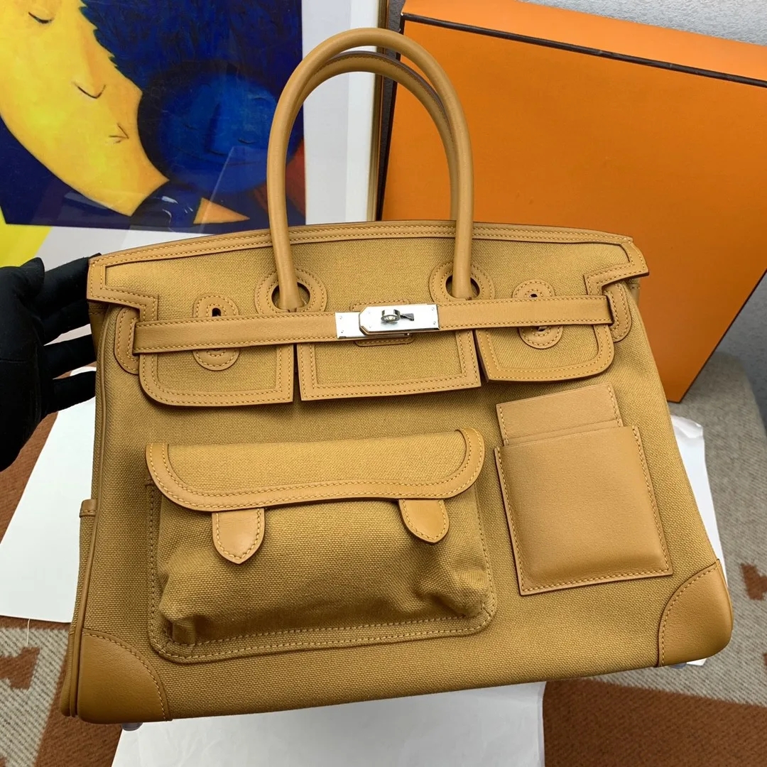 Hermes Birkin Cargo 35 Beige, Silver Toned Hardware Bag - Image 3