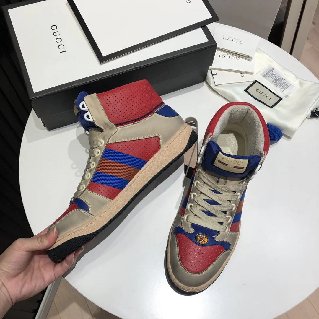 Gucci Men’s Screener High-Top White Red Blue - Image 5