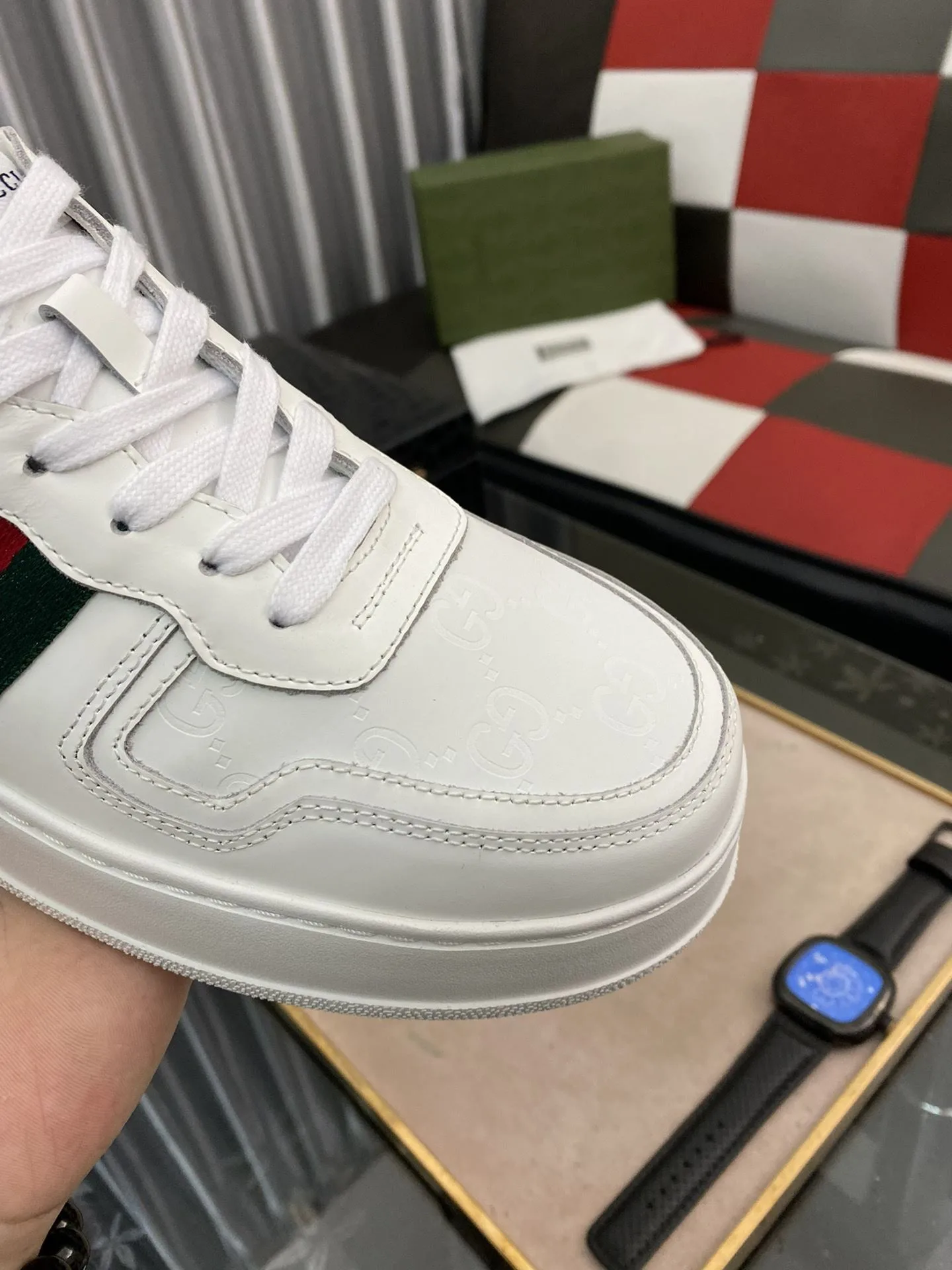 Gucci Men’s GG Sneaker With Web White - Image 5