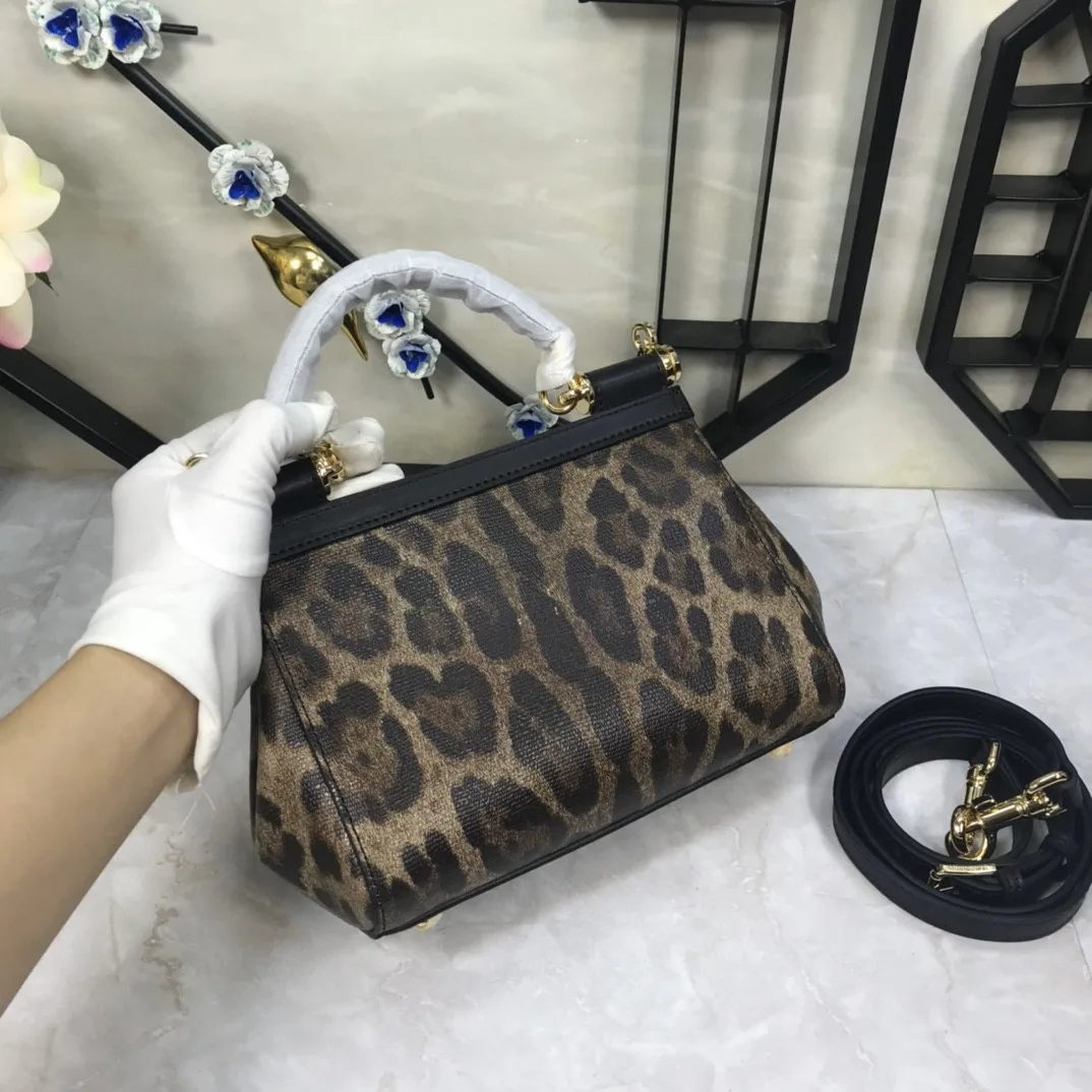 Alternative view of Dolce & Gabbana Leopard Print Small Sicily Top Handle Bag Muticolour / DG