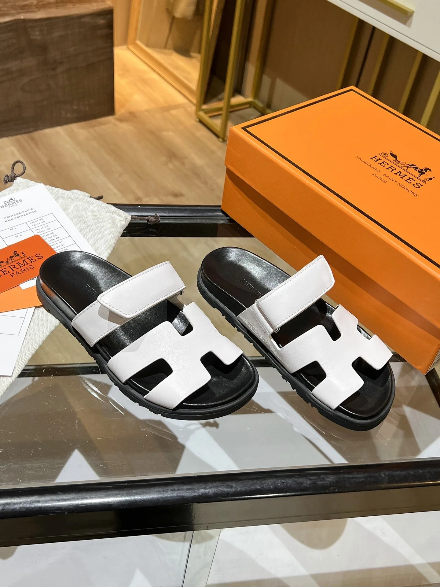Hermes Chypre Sandal Black/White , Womens Shoes - Image 4