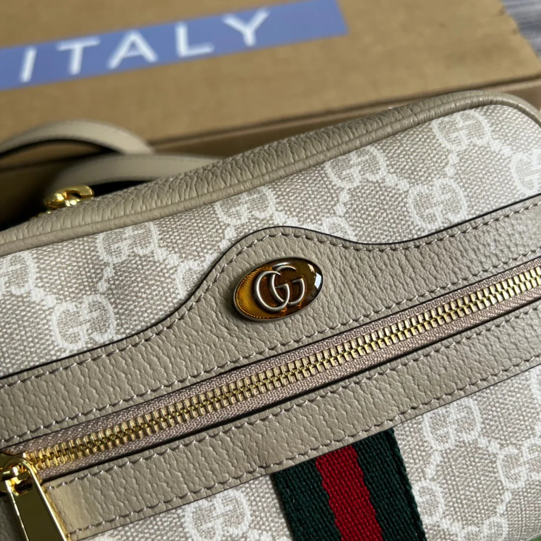 Gucci Ophidia Mini GG Bag Beige And Ebony GG Supreme Canvas, With Beige / - Image 4