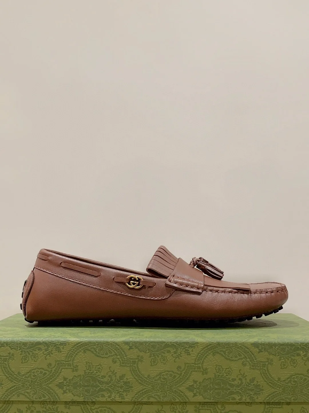 Gucci Men’s Loafer With Driver Interlocking G Brown - Image 6