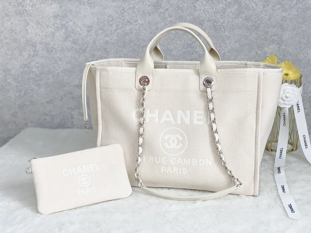 Chanel Shopping Small Tote Bag / Cream Silver Hardware - Image 9